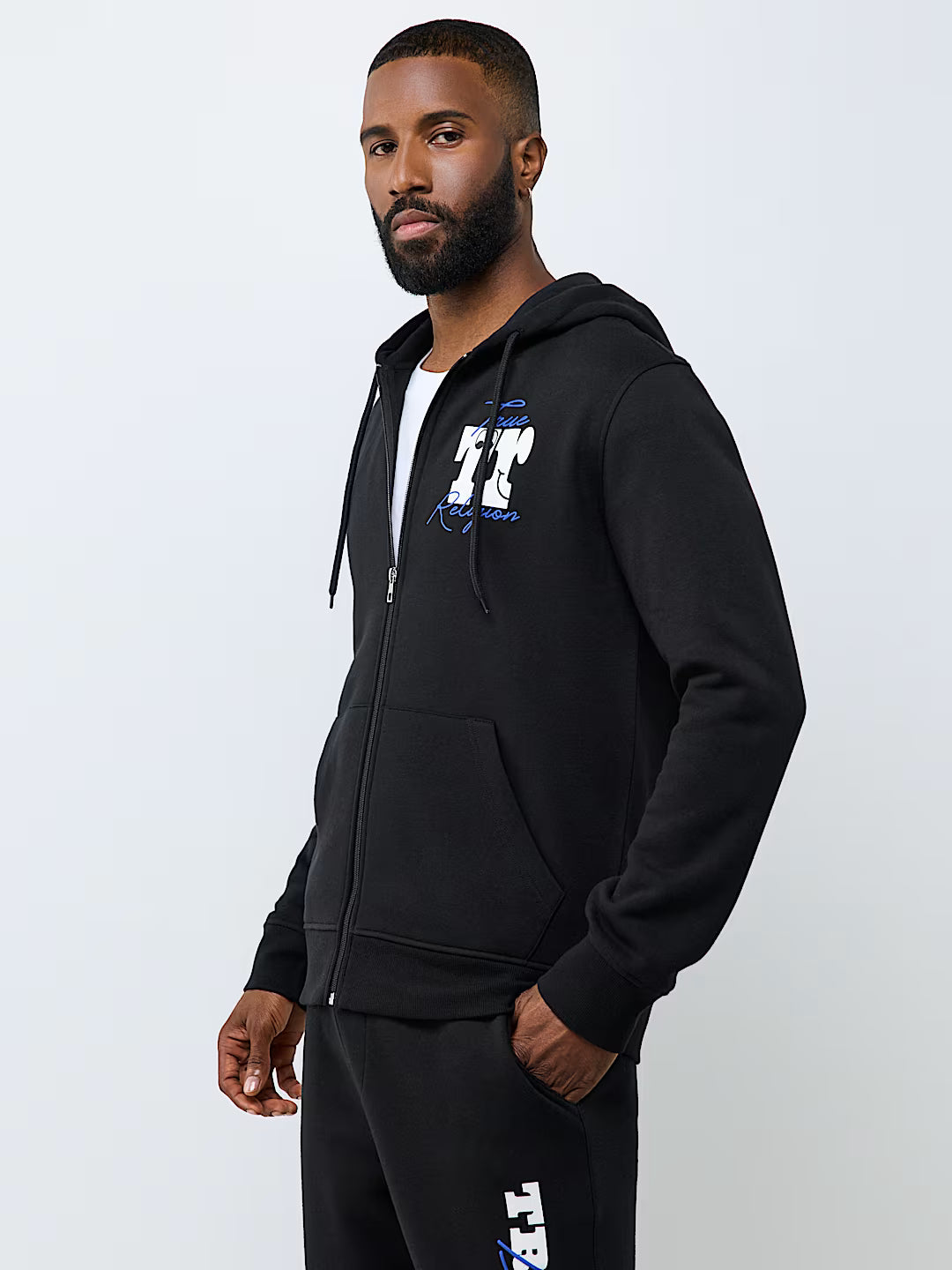 True Religion - Puff-Print Logo Script Zip Hoodie IMMEDIATE
