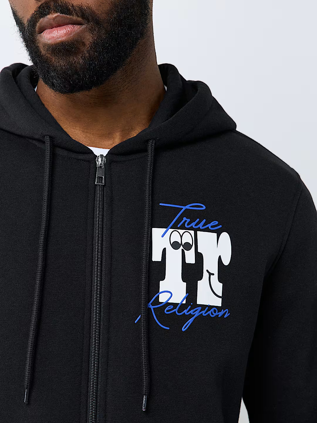 True Religion - Puff-Print Logo Script Zip Hoodie IMMEDIATE