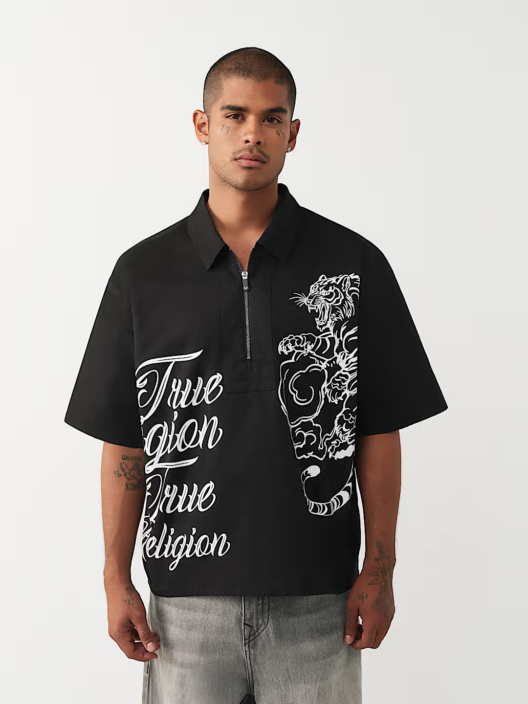 True Religion - Half-Zip Tiger Shirt