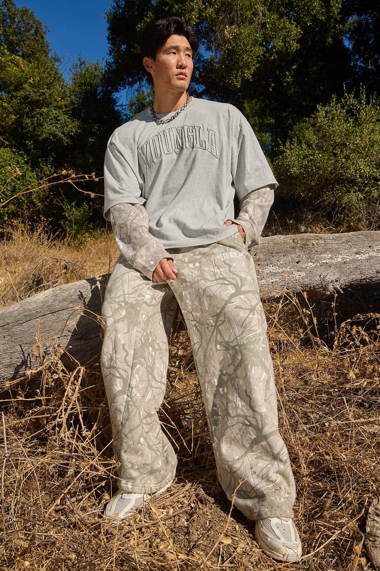 YOUNGLA - 2133 - Tree Camo Baggy Sweats