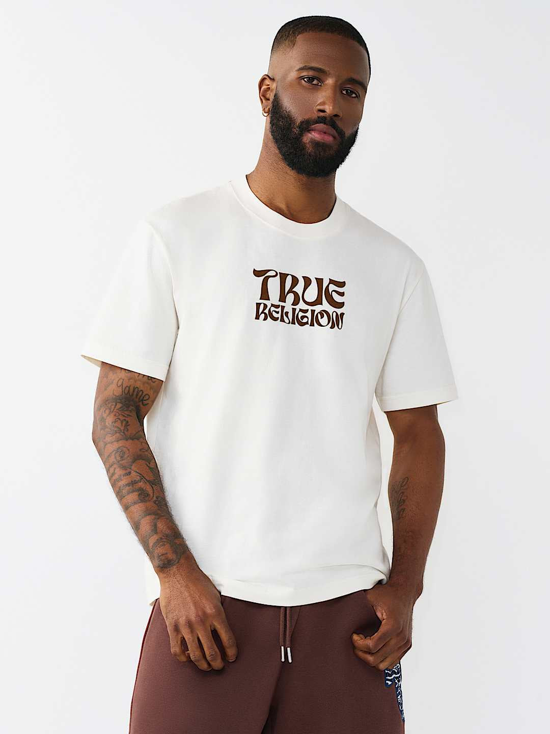 True Religion - Wavy Logo Buddha Face Graphic Tee