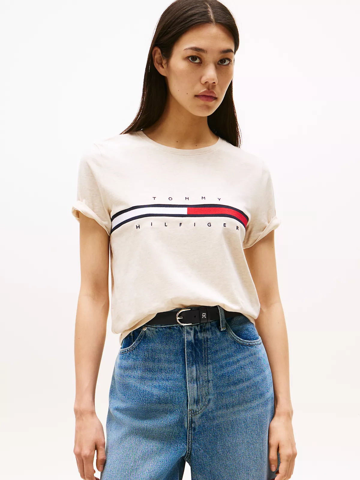 Embroidered Flag Stripe Logo T-Shirt