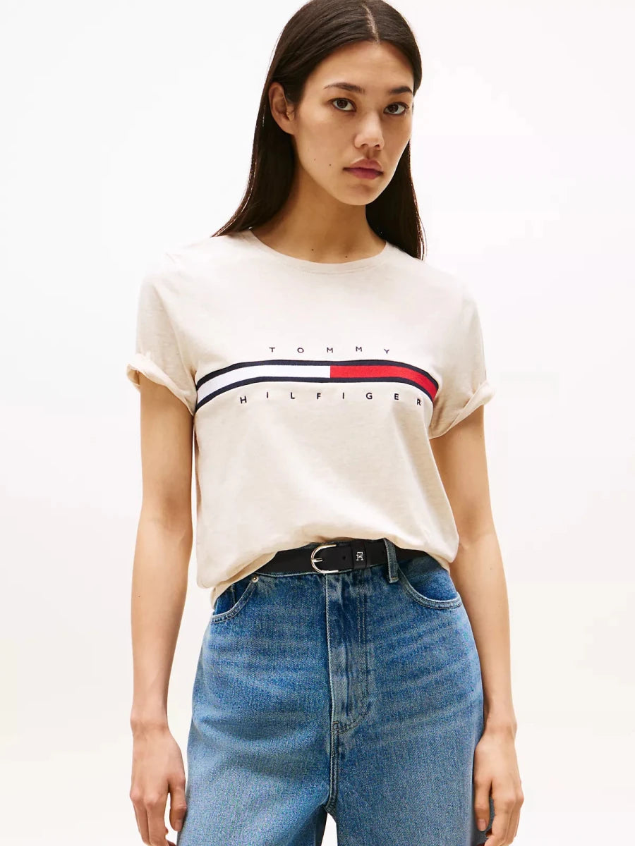 Embroidered Flag Stripe Logo T-Shirt - Brandatak Store