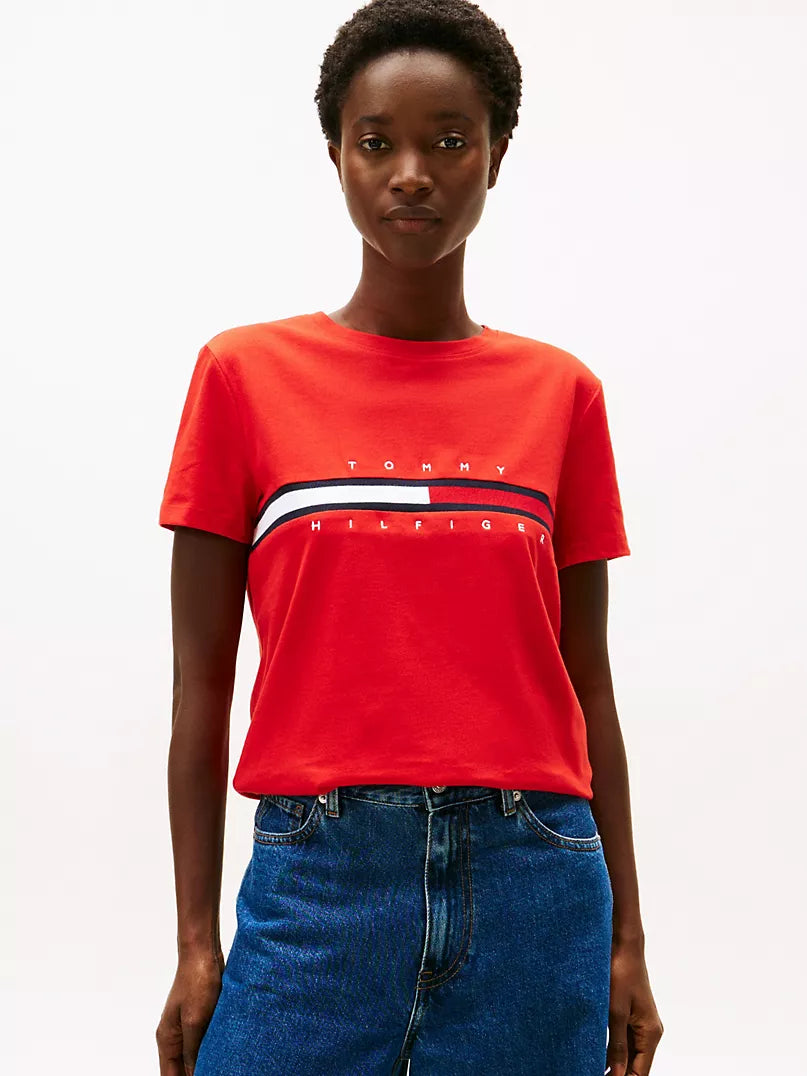 Tommy Hilfiger - Embroidered Flag Stripe Logo T-Shirt