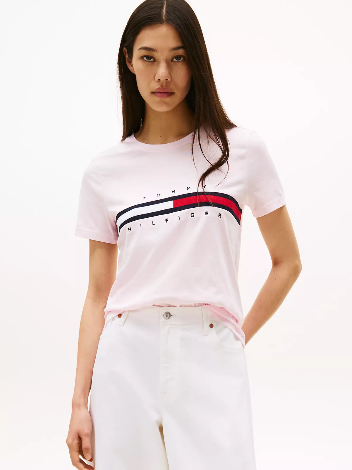 Embroidered Flag Stripe Logo T-Shirt