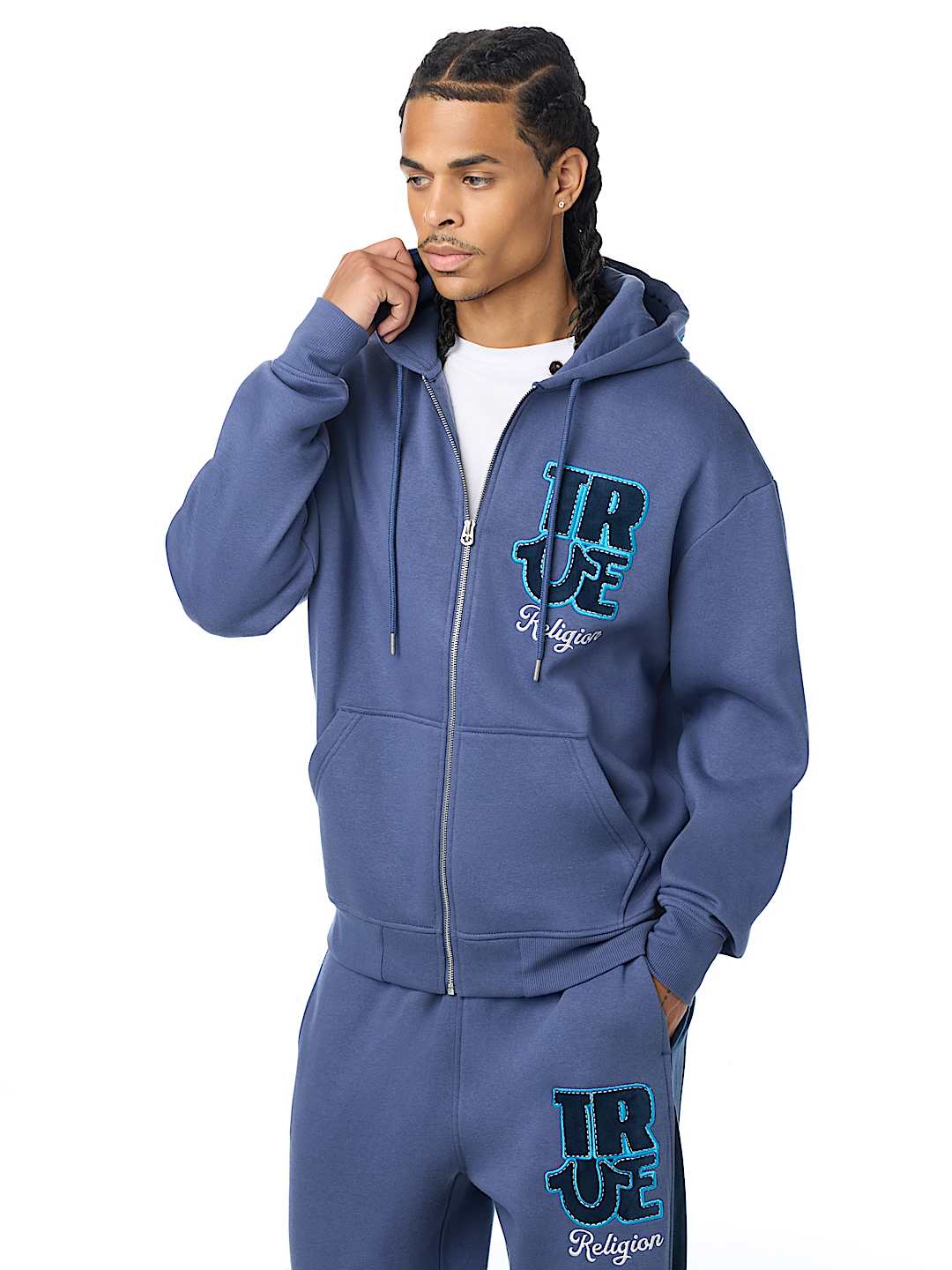 True Religion - Velour Logo Zip Hoodie