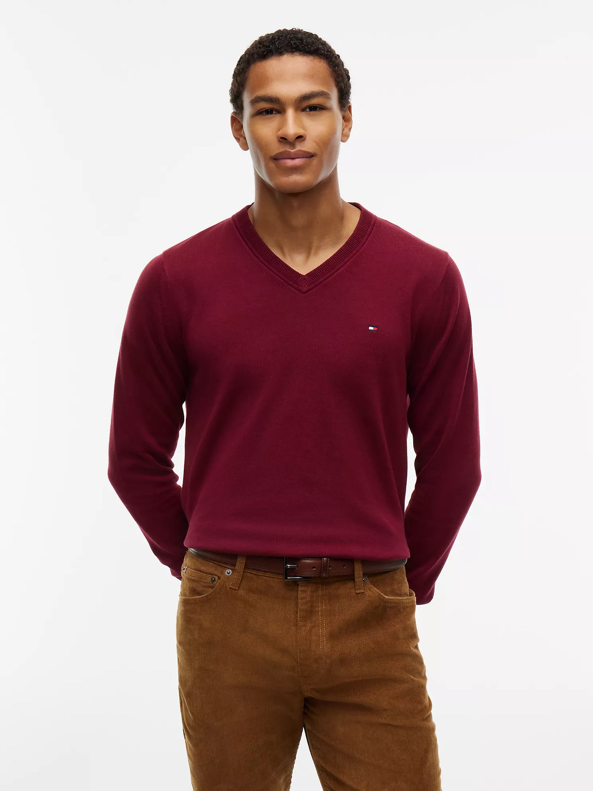 Tommy Hilfiger - Solid Logo V-Neck Sweater