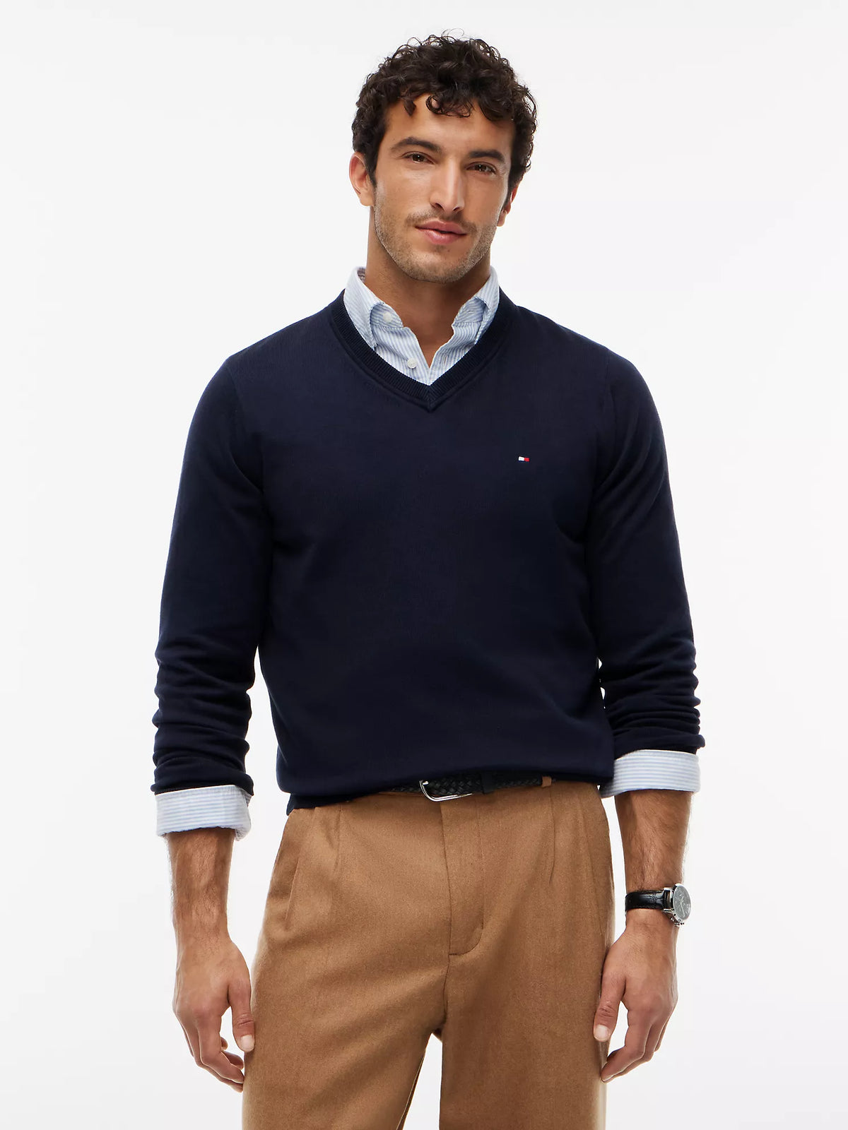 Tommy Hilfiger - Solid Logo V-Neck Sweater