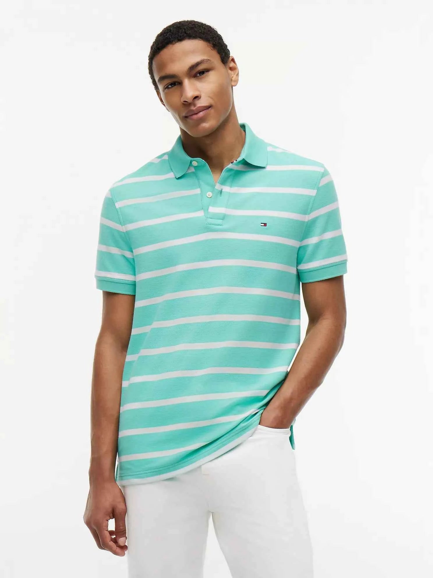 Tommy - Regular Fit Striped Wicking Polo