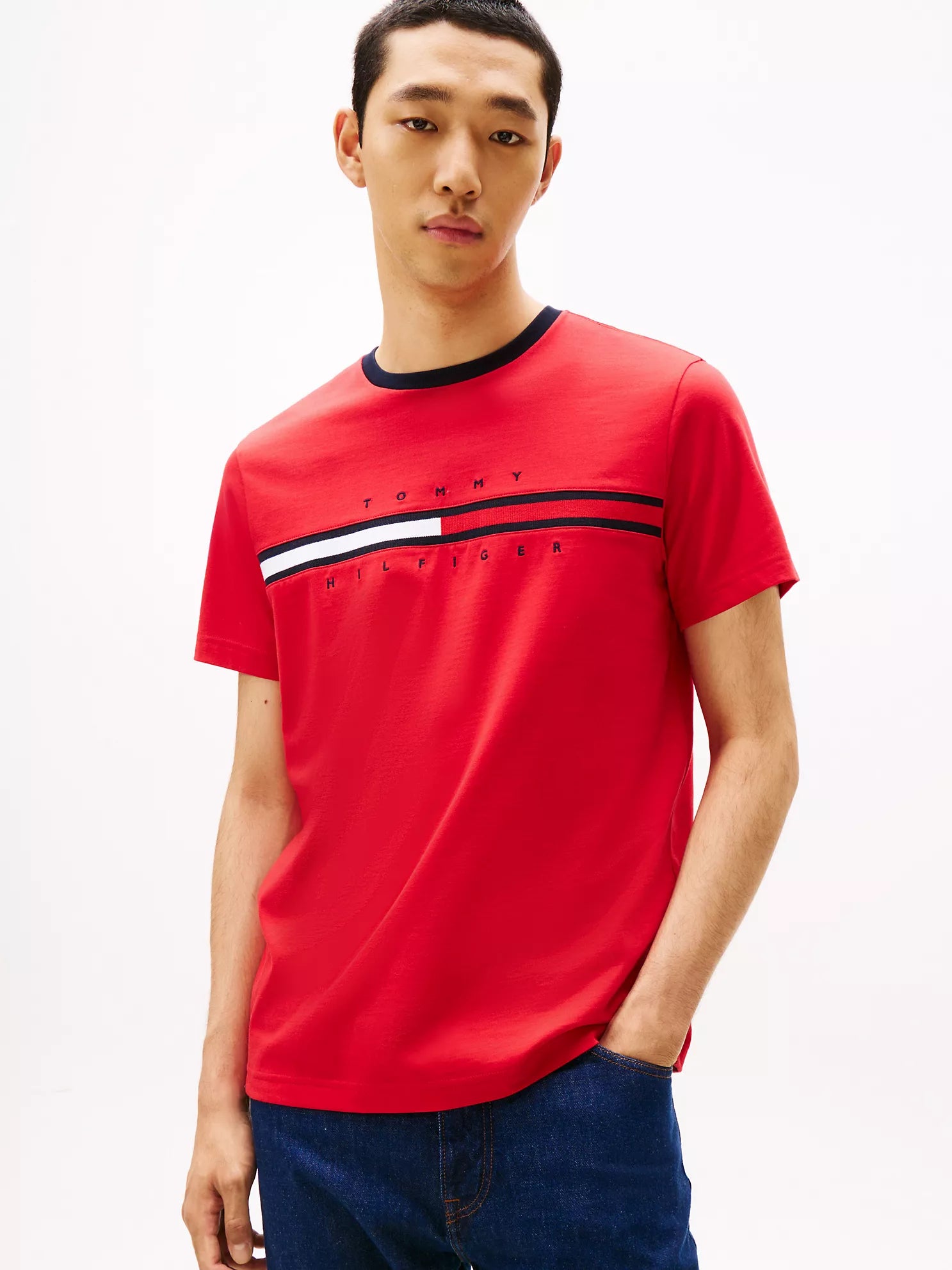 Tommy Hilfiger - Embroidered Flag Logo T-Shirt