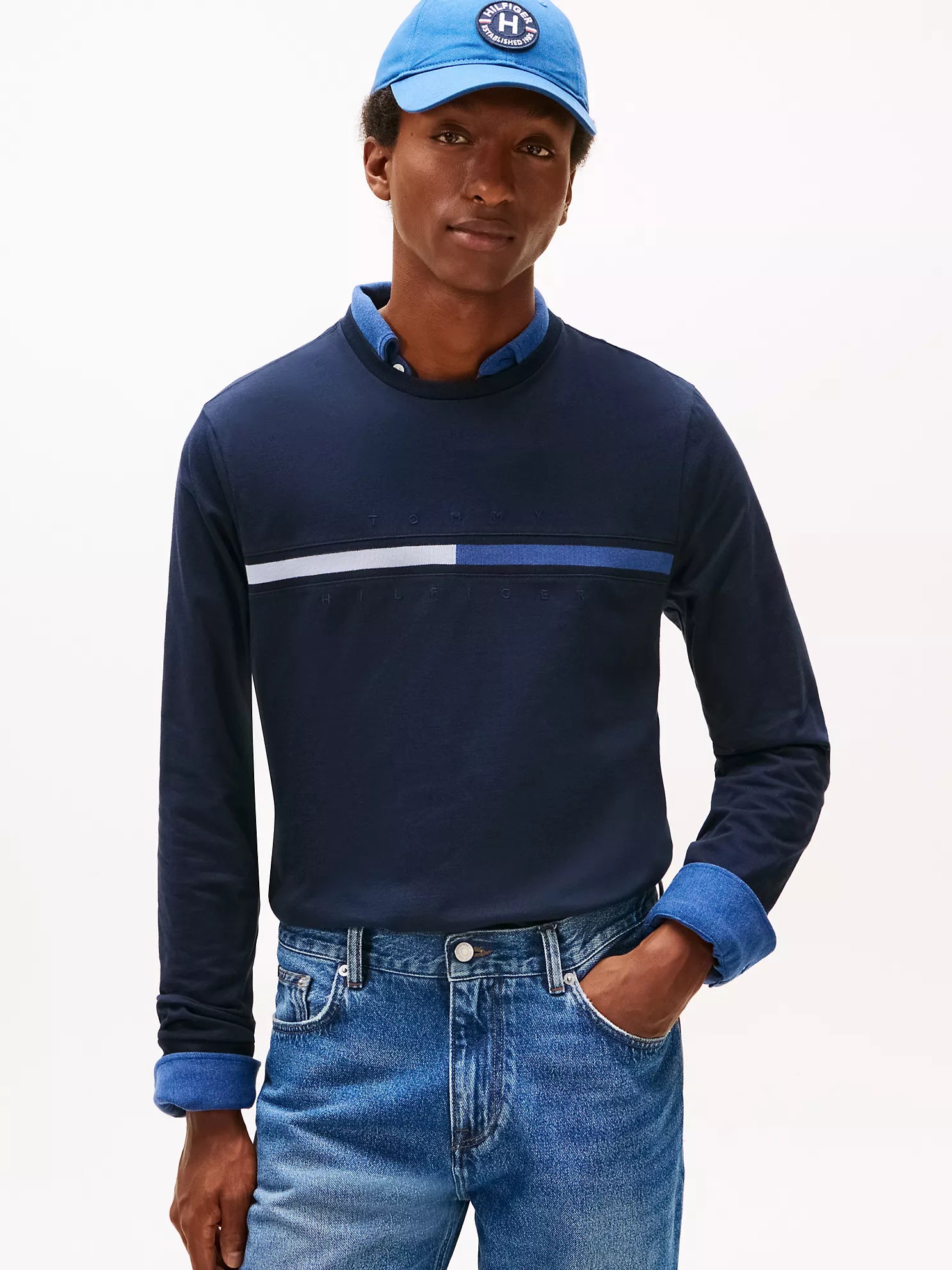 Tommy Hilfiger - Long-Sleeve Tonal Flag Logo T-Shirt