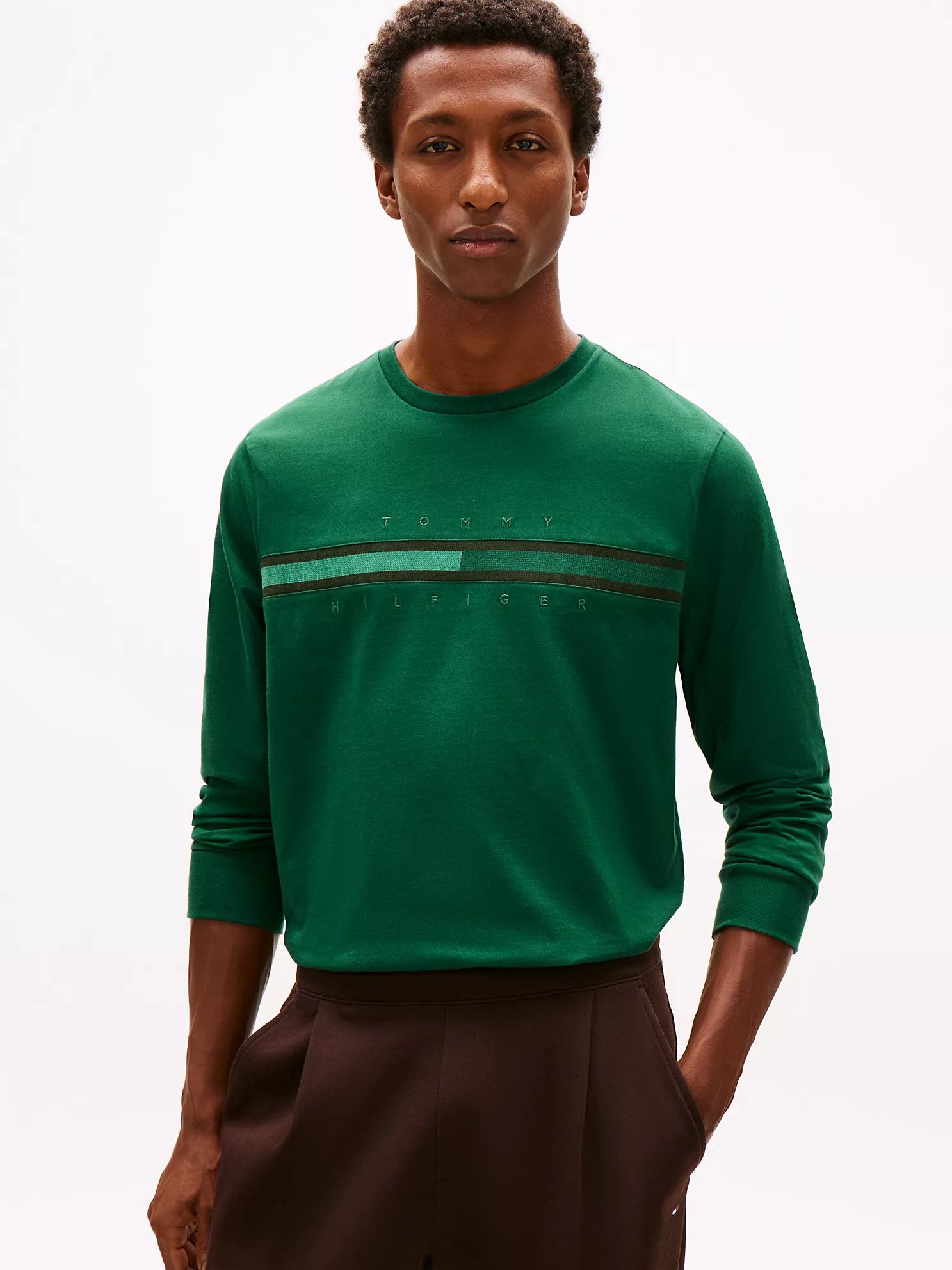 Tommy Hilfiger - Long-Sleeve Tonal Flag Logo T-Shirt