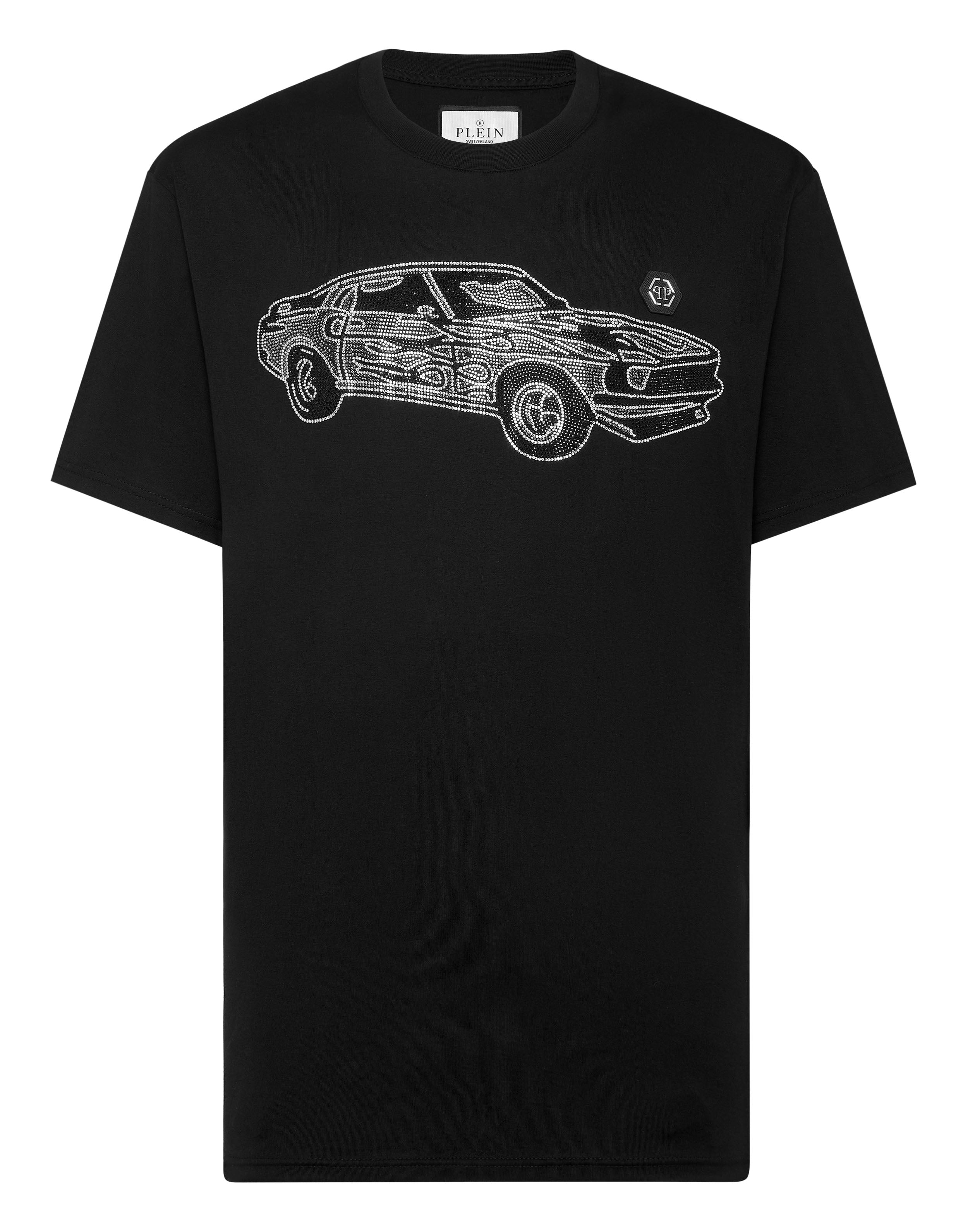 PHILIPP PLEIN - Jersey T-shirt Round Neck SS Strass Cars Racing