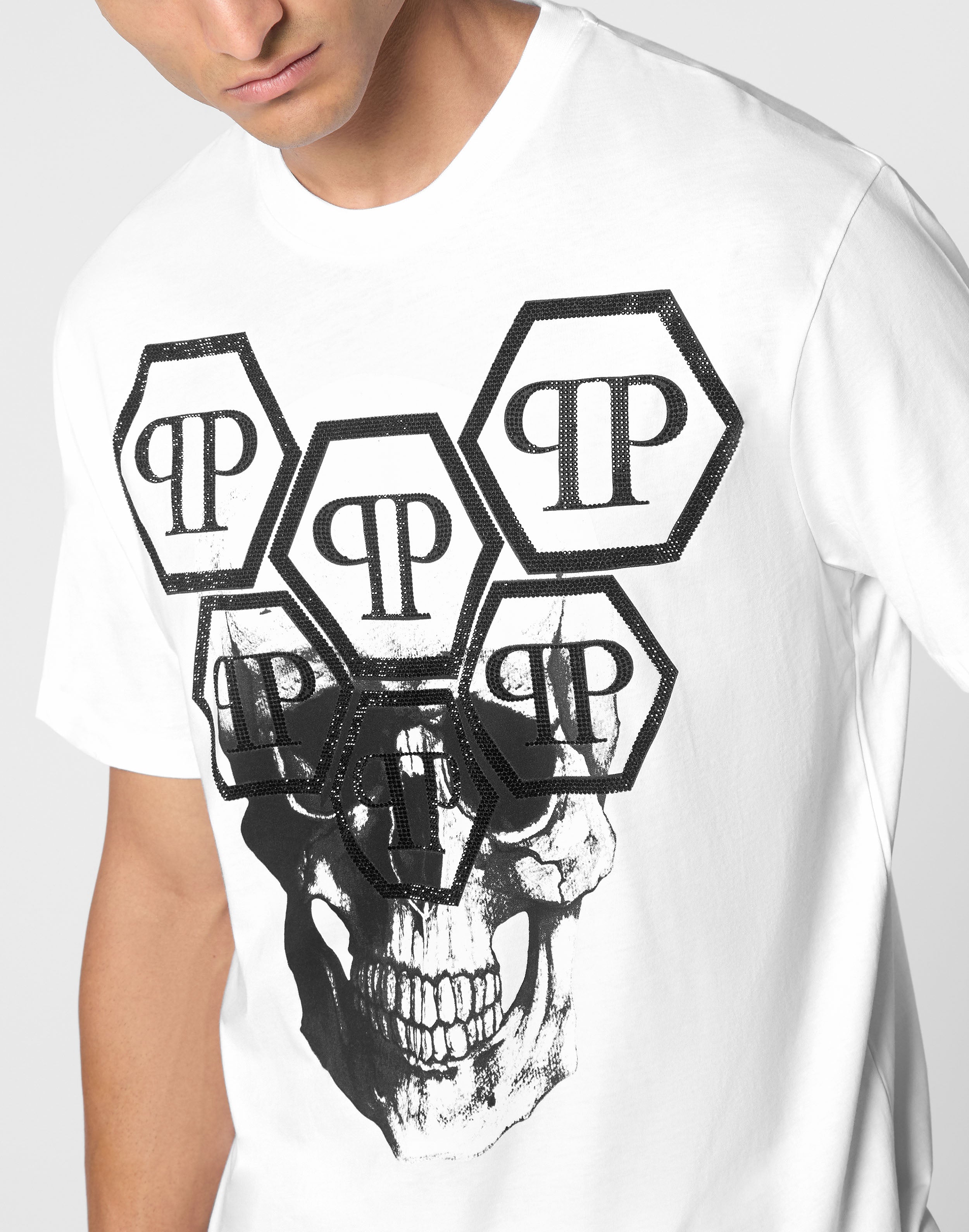PHILIPP PLEIN - T-shirt Round Neck SS Stones Skull