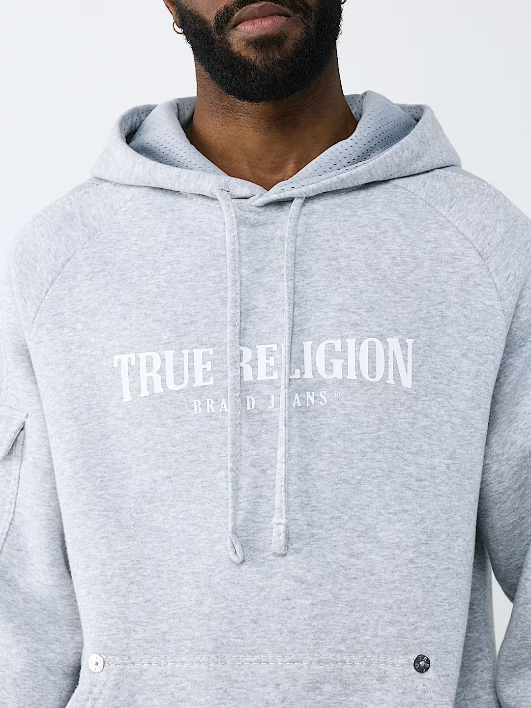 True Religion - Mesh Panel Big T Cargo Hoodie