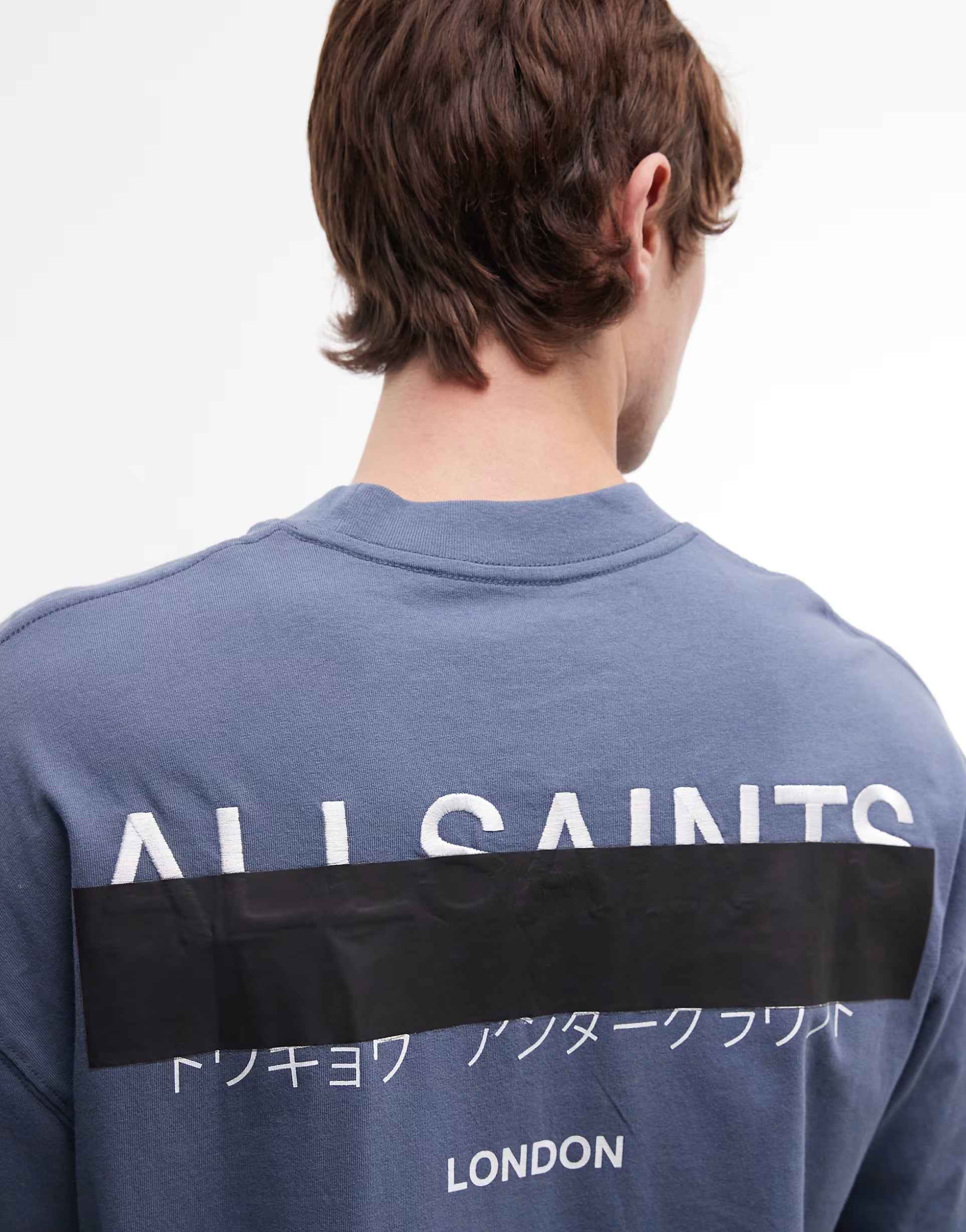 AllSaints - Redact oversized embroidered logo t-shirt with back print