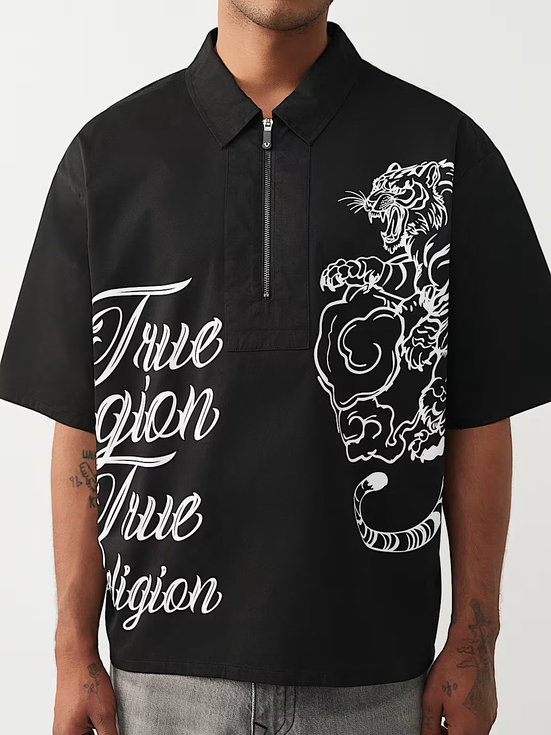 True Religion - Half-Zip Tiger Shirt
