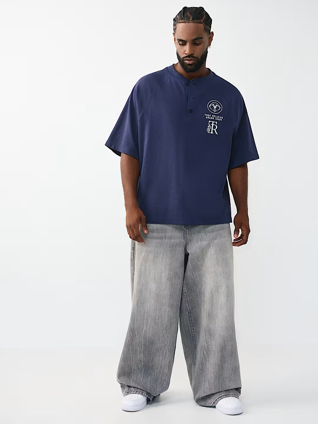 True Religion - Raglan Oversized Henley Tee