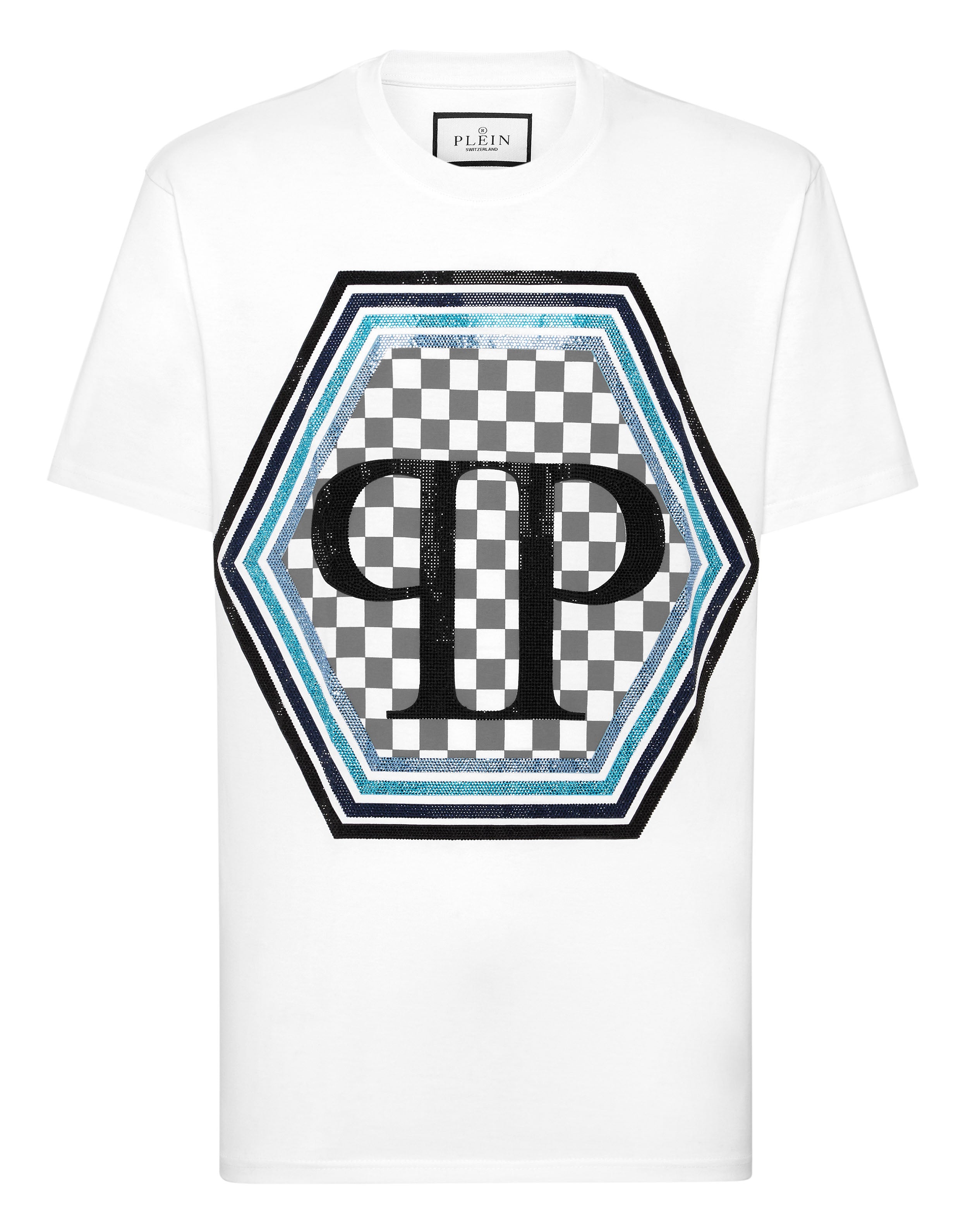 PHILIPP PLEIN - Jersey T-shirt Round Neck SS Strass Hexagon
