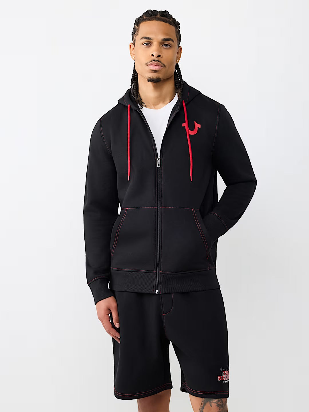 True Religion - Contrast Logo Zip Hoodie