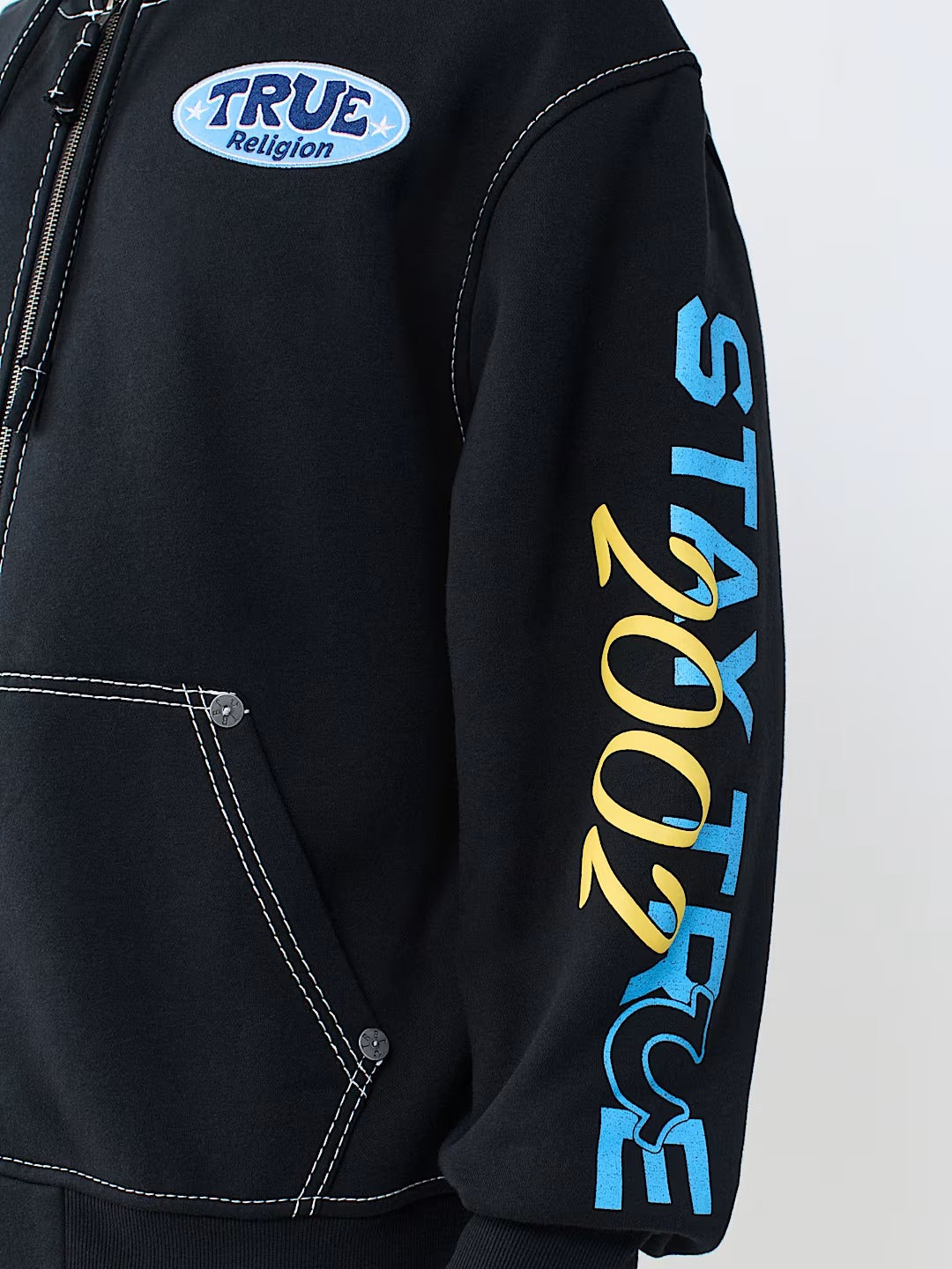 True Religion - Stay True Logo Big T Zip Hoodie