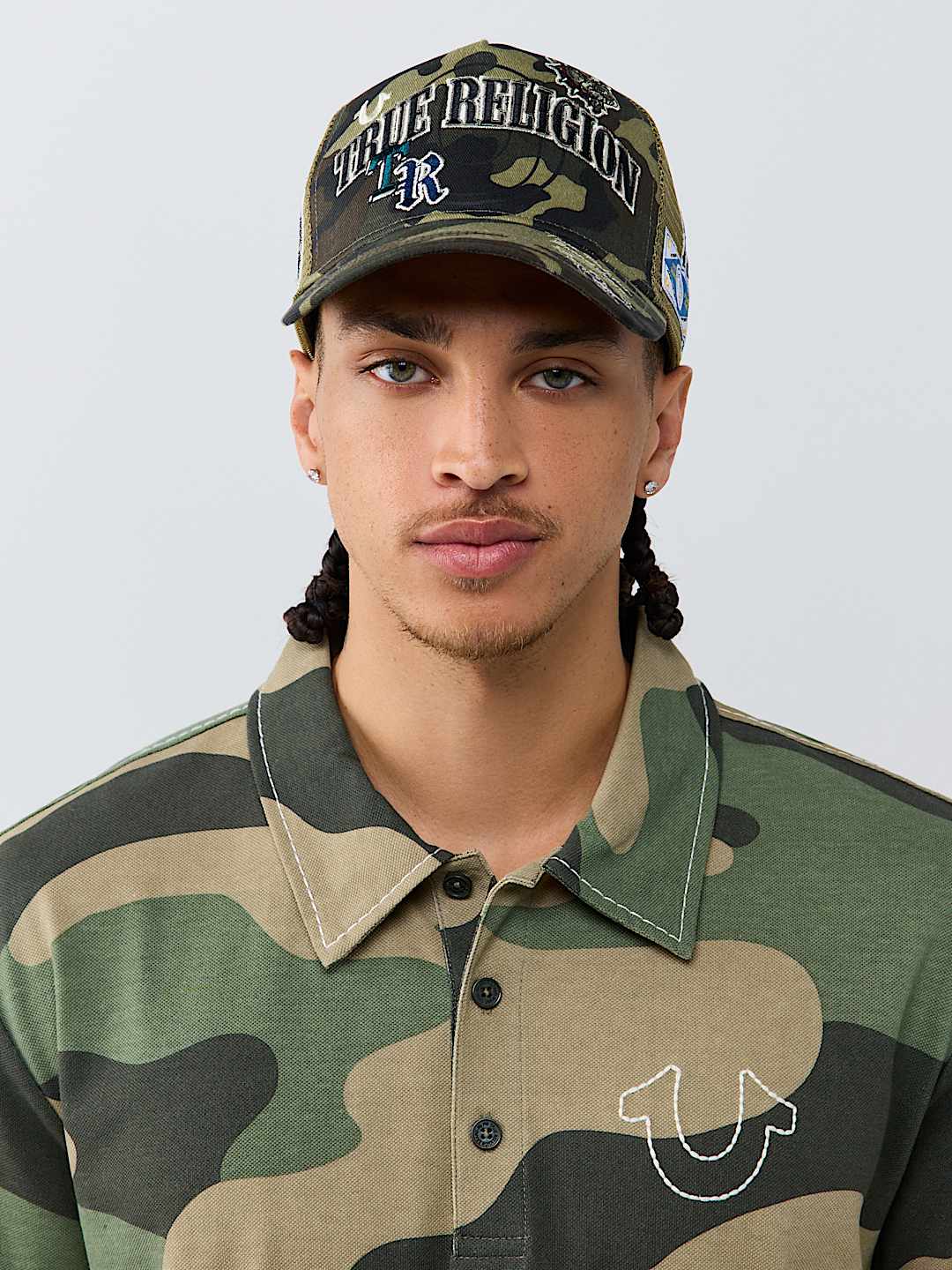 True Religion -Multi-logo Trucker Hat