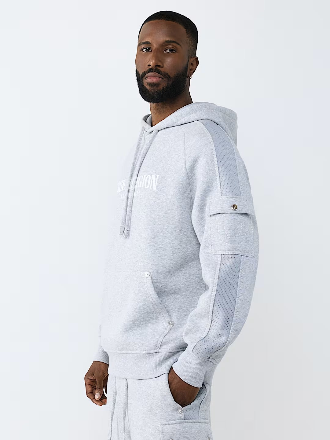 True Religion - Mesh Panel Big T Cargo Hoodie