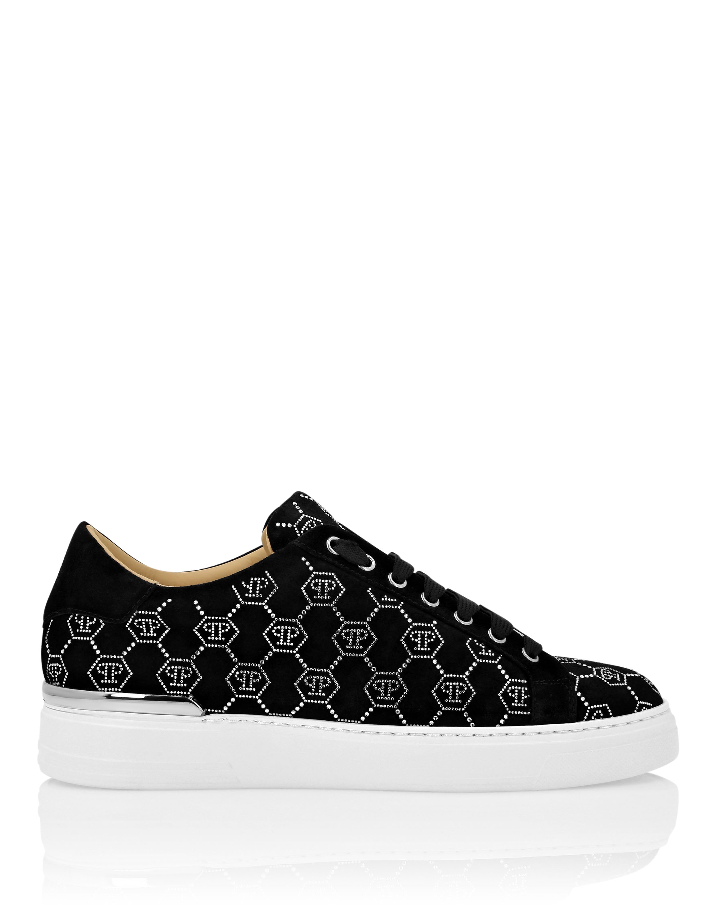 PHILIPP PLEIN  - Nappa Leather Lo-Top Sneakers Strass Monogram