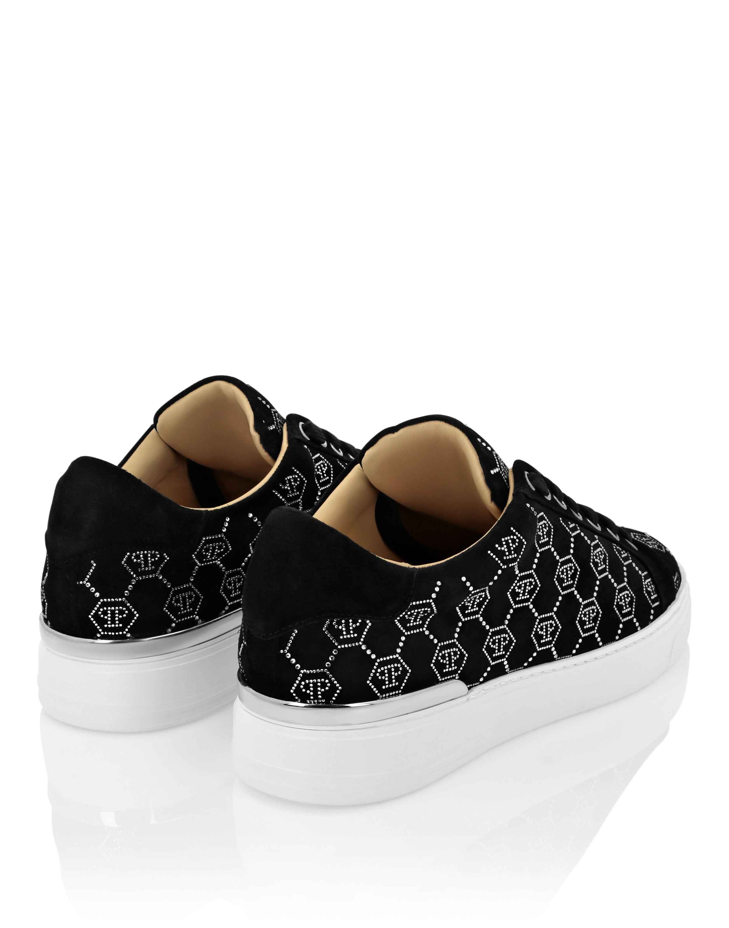 PHILIPP PLEIN  - Nappa Leather Lo-Top Sneakers Strass Monogram
