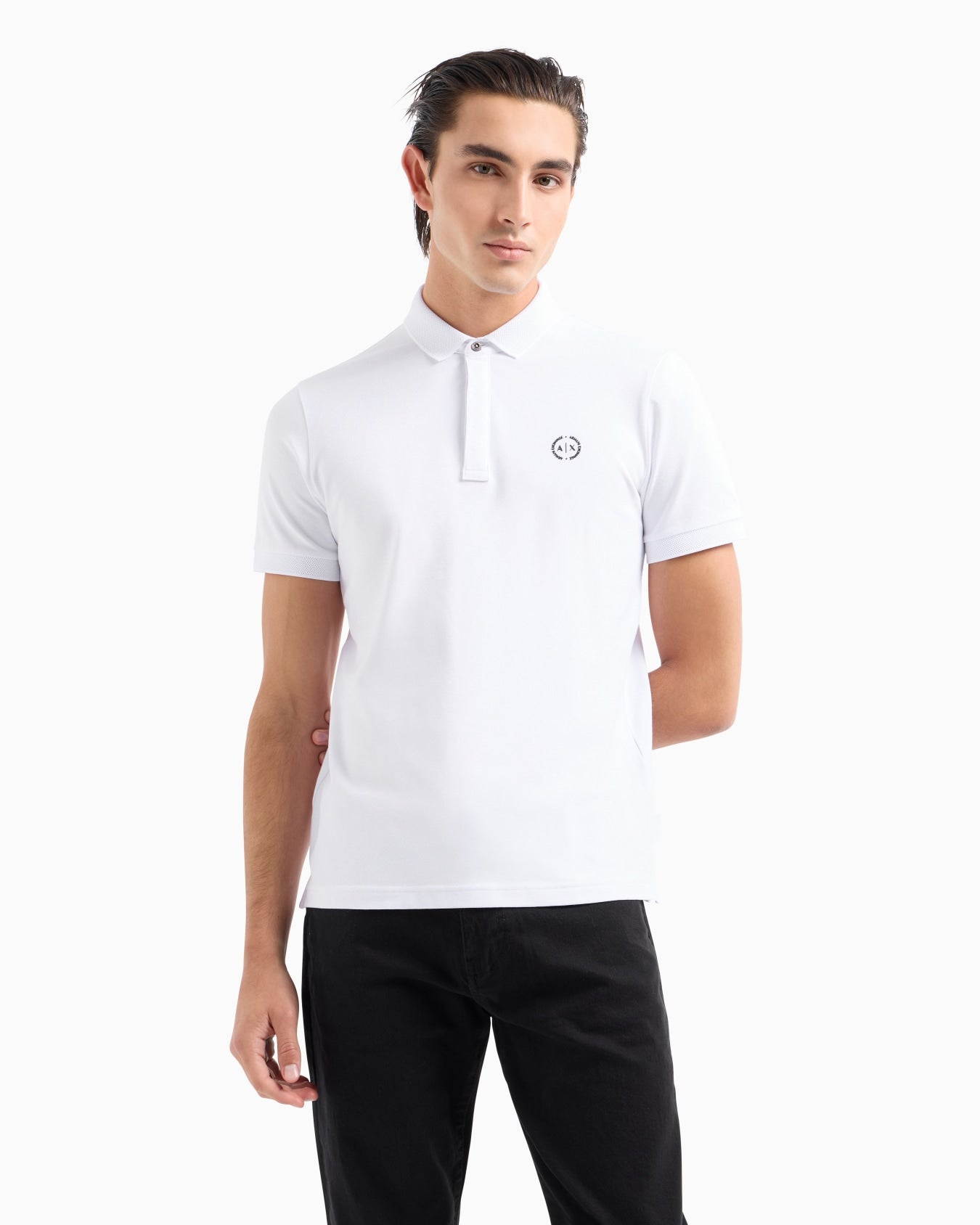 Slim Fit Stretch Cotton Polo With Logo