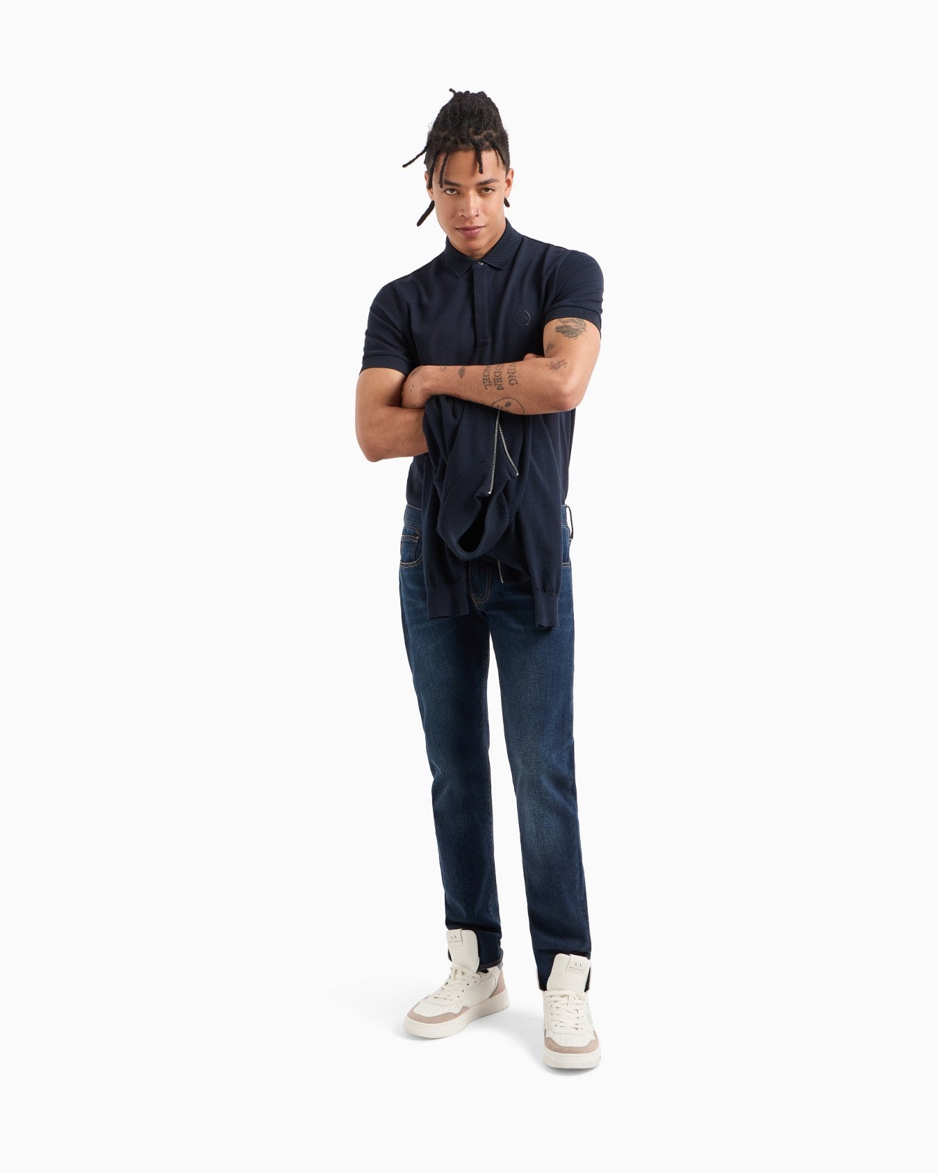 Slim Fit Stretch Cotton Polo With Logo