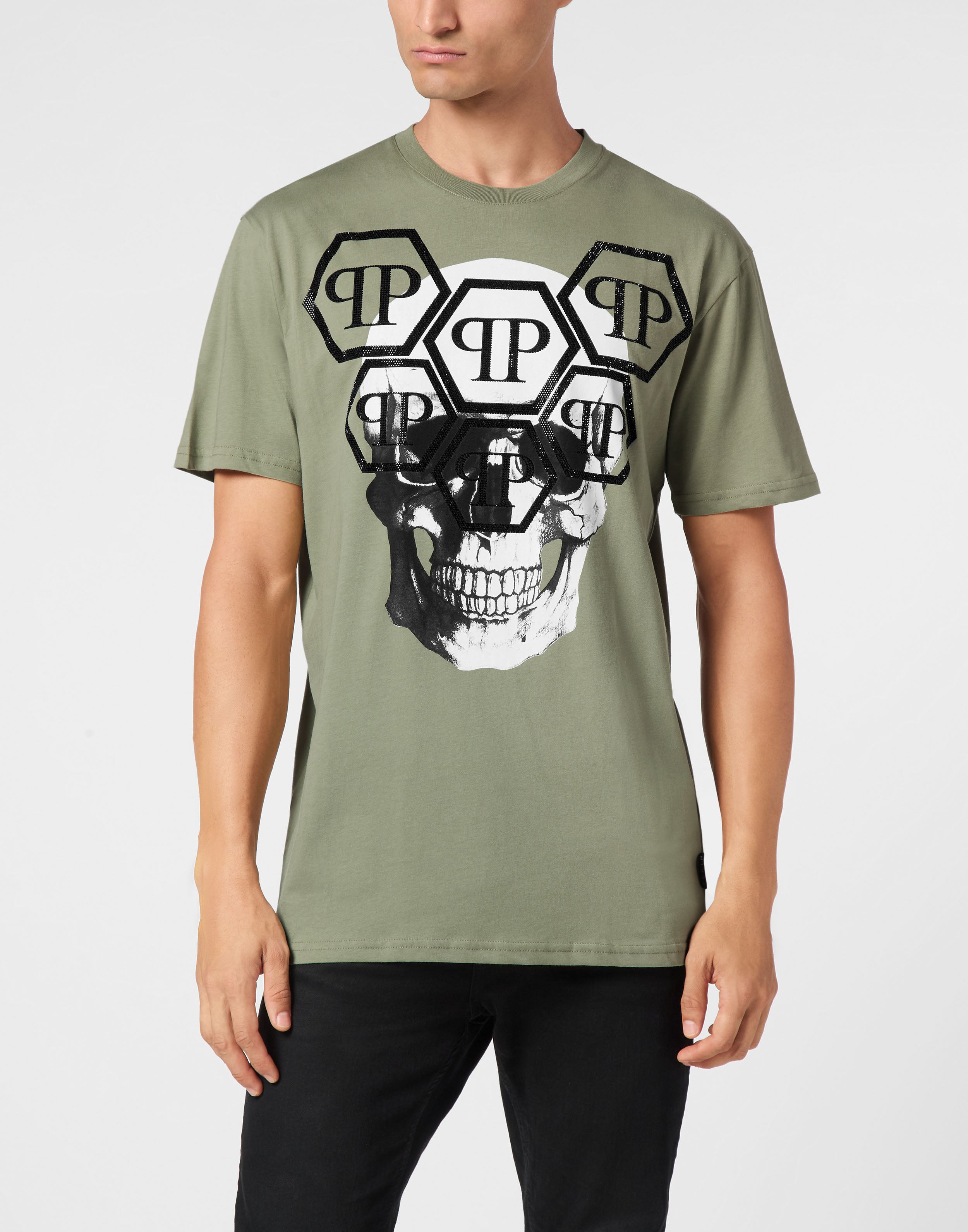 PHILIPP PLEIN - T-shirt Round Neck SS Stones Skull
