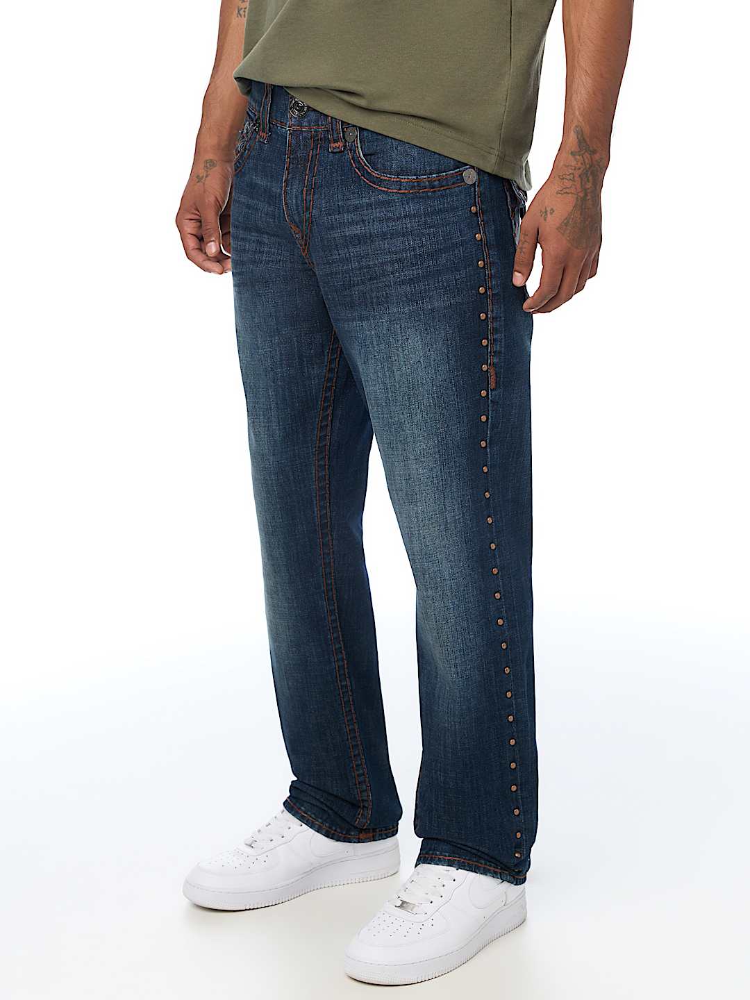 True Religion - Ricky Studded Super T Flap Straight Jean 34"