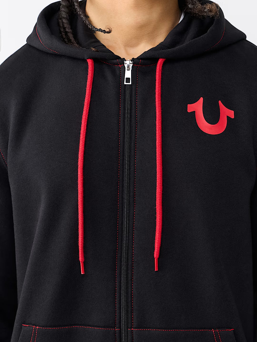 True Religion - Contrast Logo Zip Hoodie