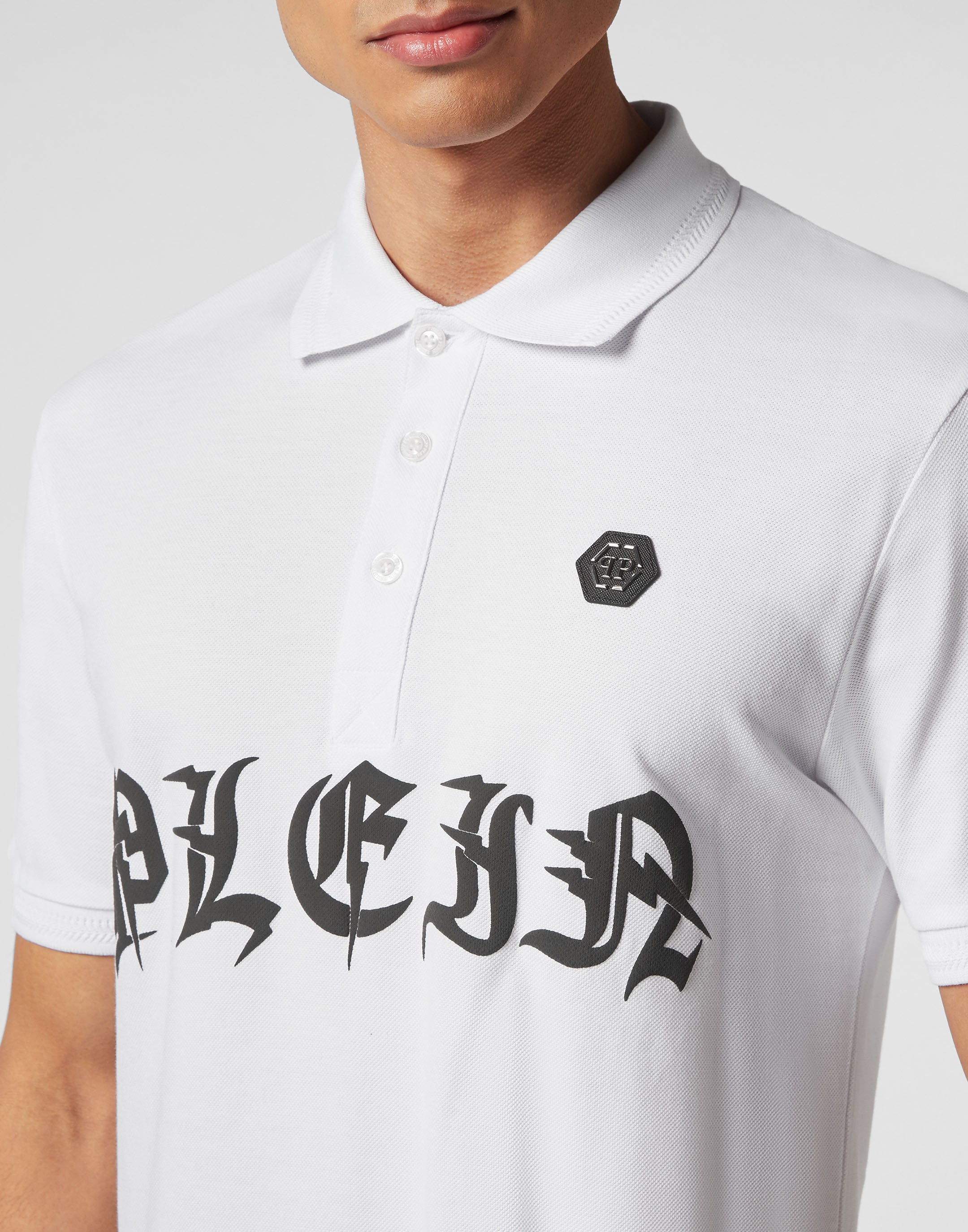 PHILIPP PLEIN - Slim Fit Piquet Polo Shirt SS Gothic Plein