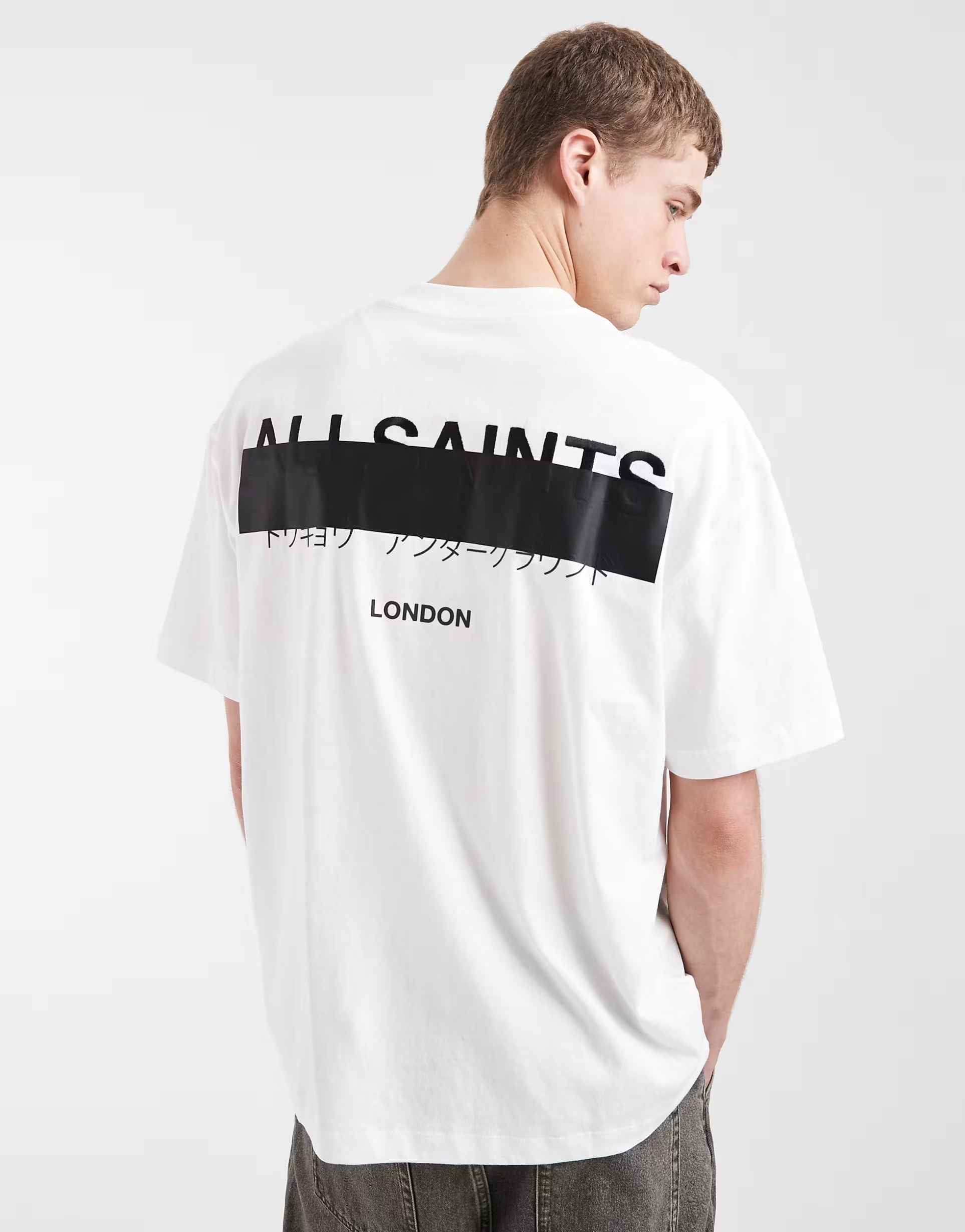 AllSaints - Redact oversized embroidered logo t-shirt