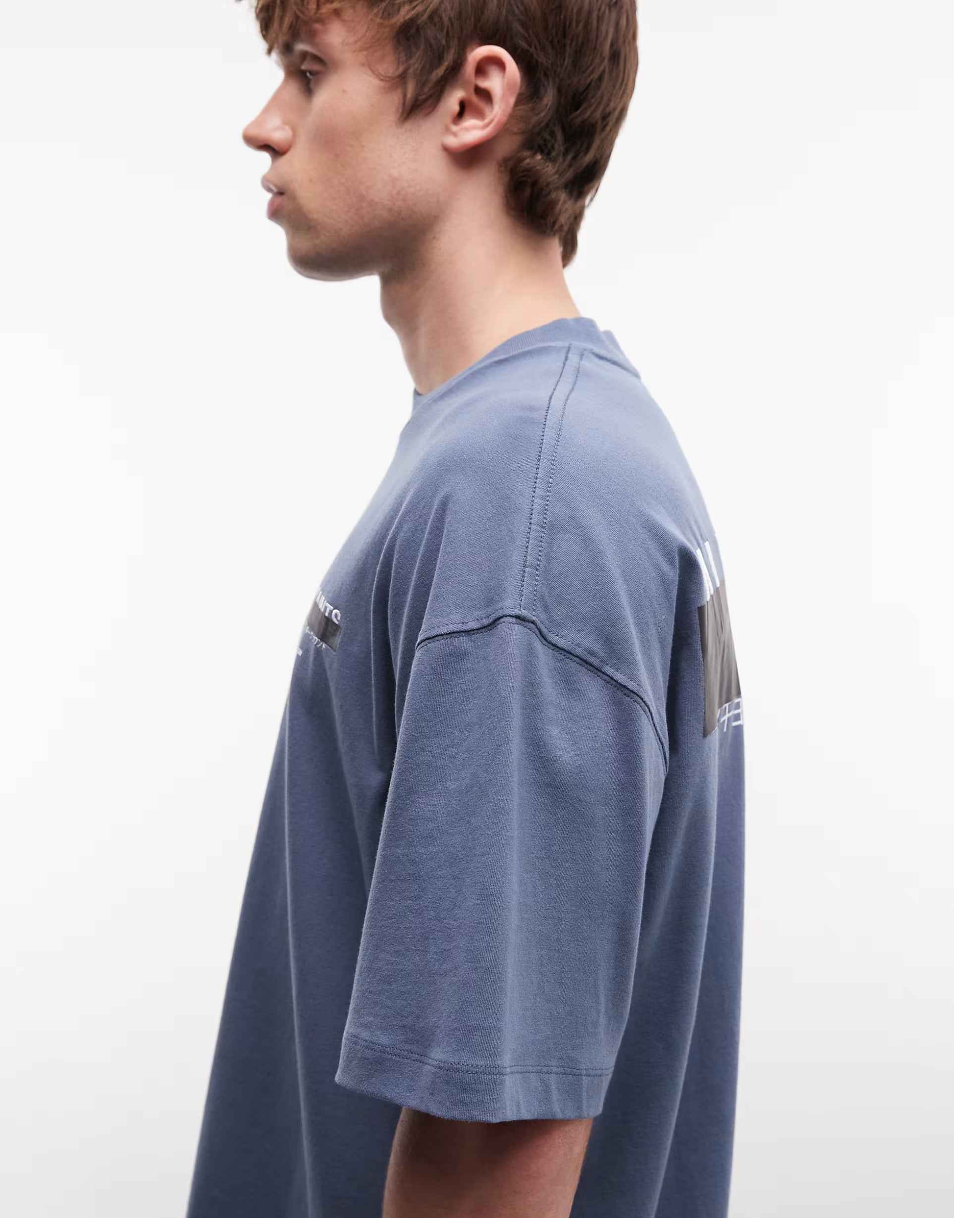 AllSaints - Redact oversized embroidered logo t-shirt with back print