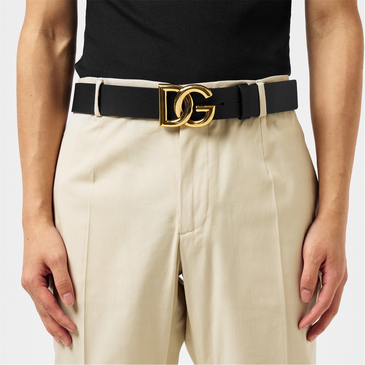 DOLCE AND GABBANA - Men's Plain Interlock Belt, 35m