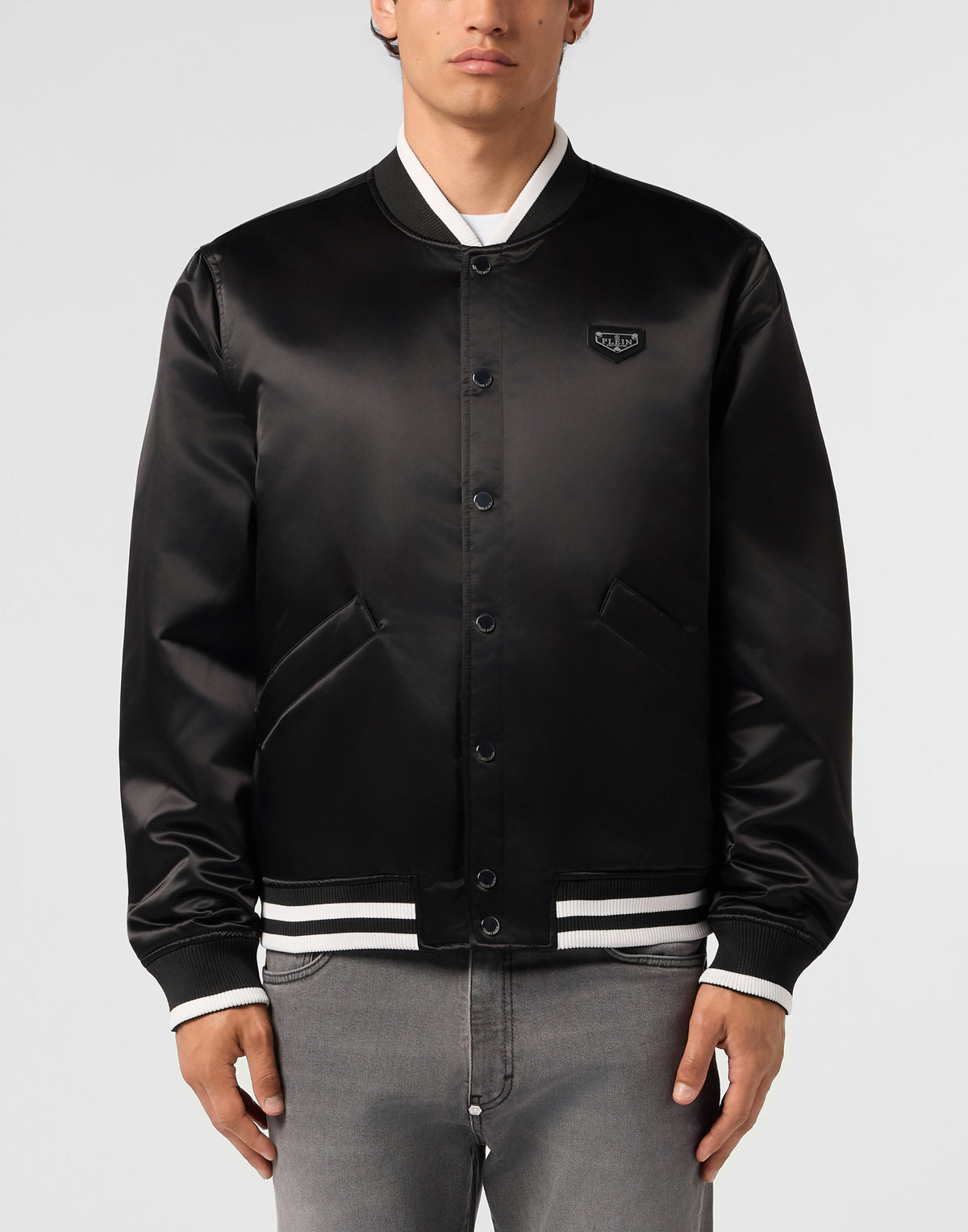 PHILIPP PLEIN - Satin College Bomber Plein Logo