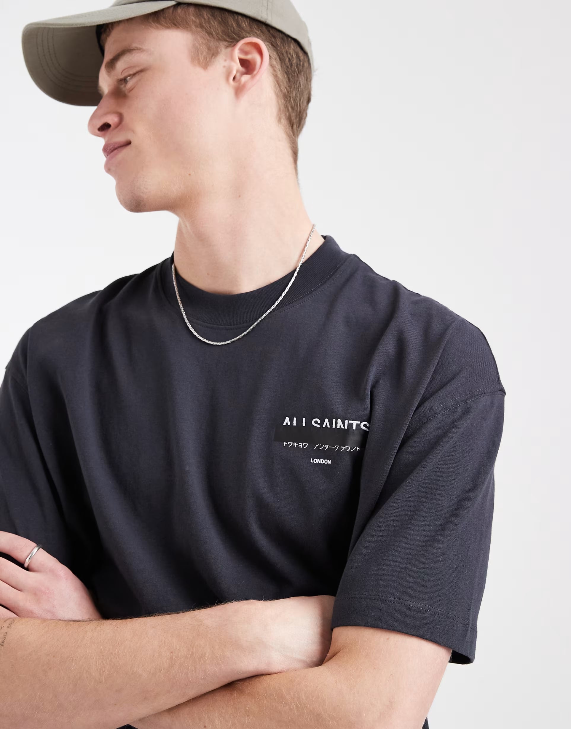 AllSaints - Redact Oversized Embroidered Logo T-shirt