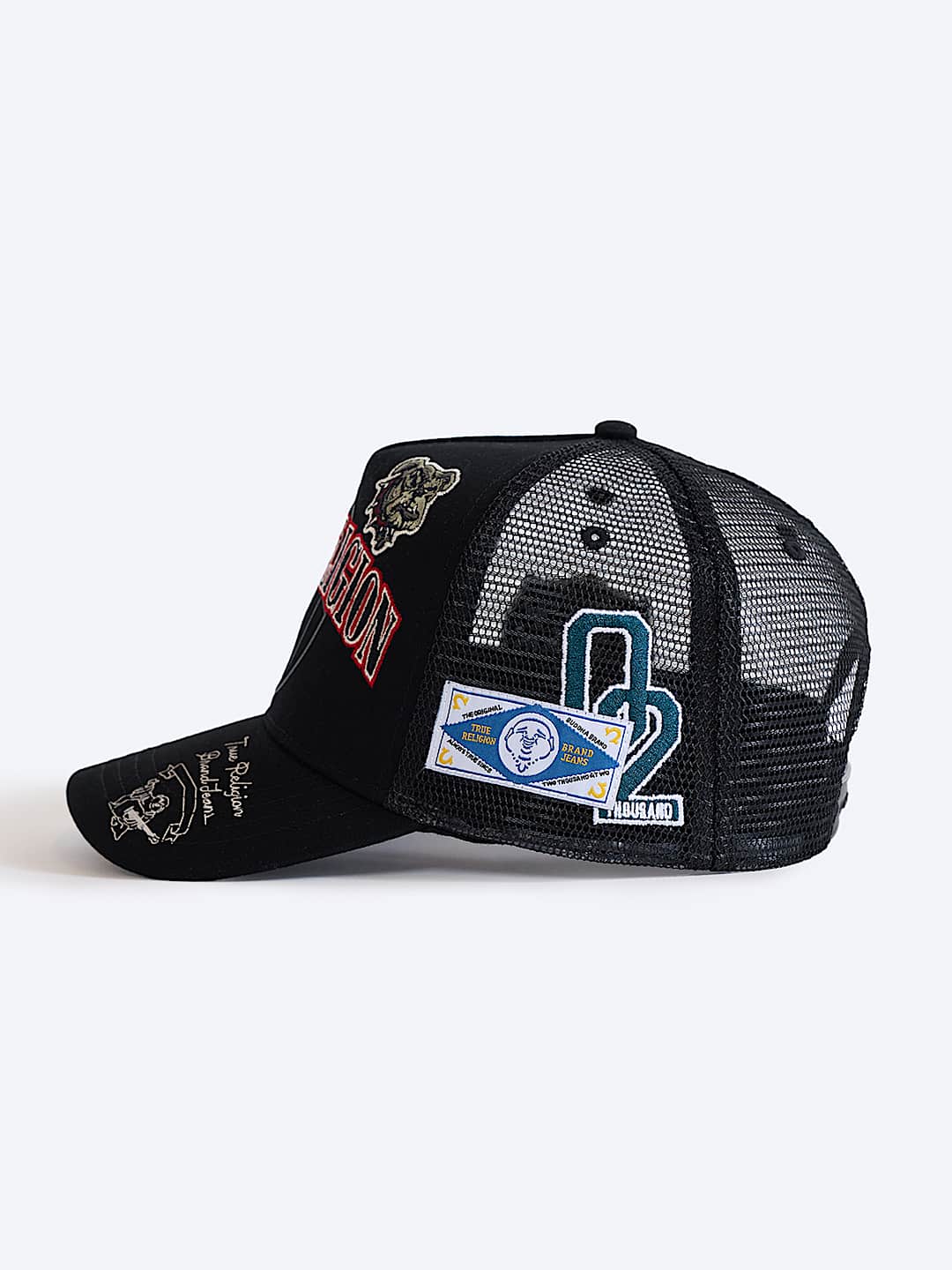 True Religion -Multi-logo Trucker Hat