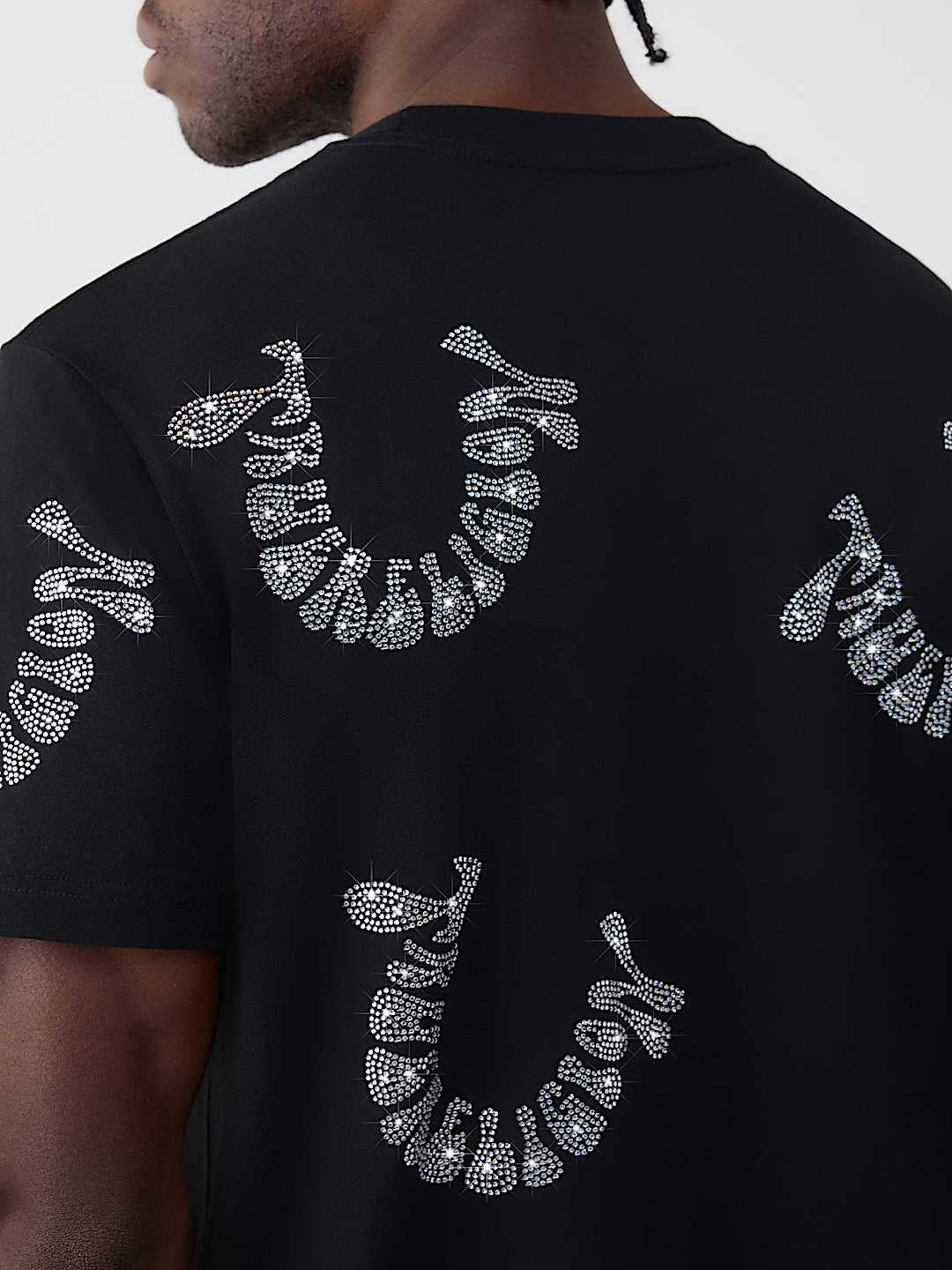 True Religion - Warped Logo Rhinestone Heavyweight Tee