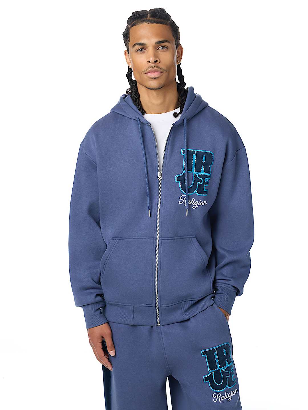 True Religion - Velour Logo Zip Hoodie