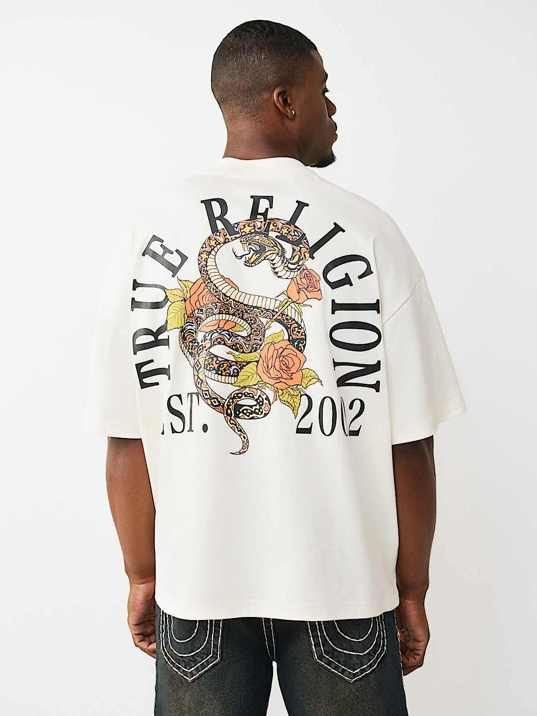 True Religion - Floral Snake Heavyweight Oversized Tee
