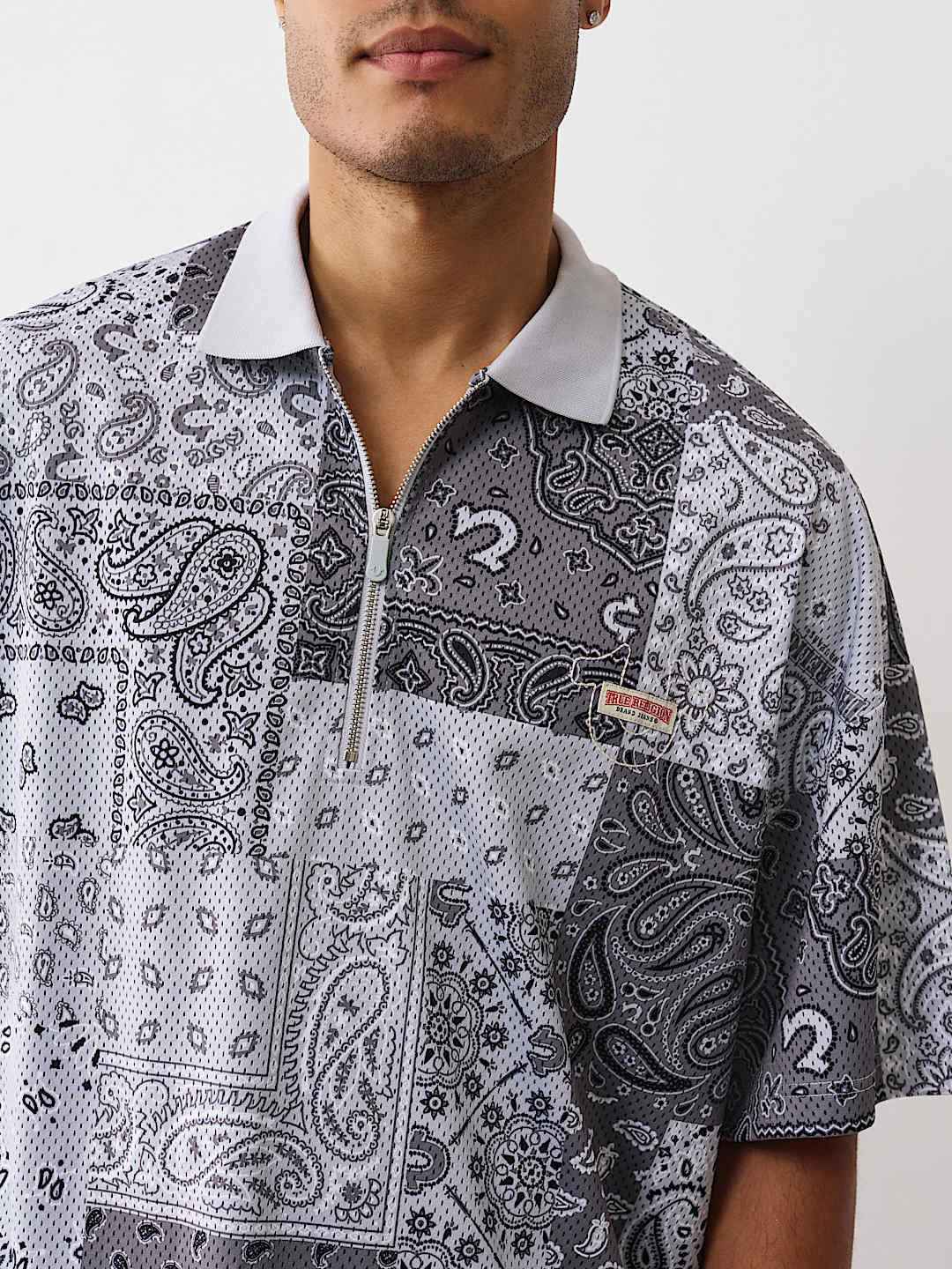True Religion - Bandana Mesh Oversized Polo