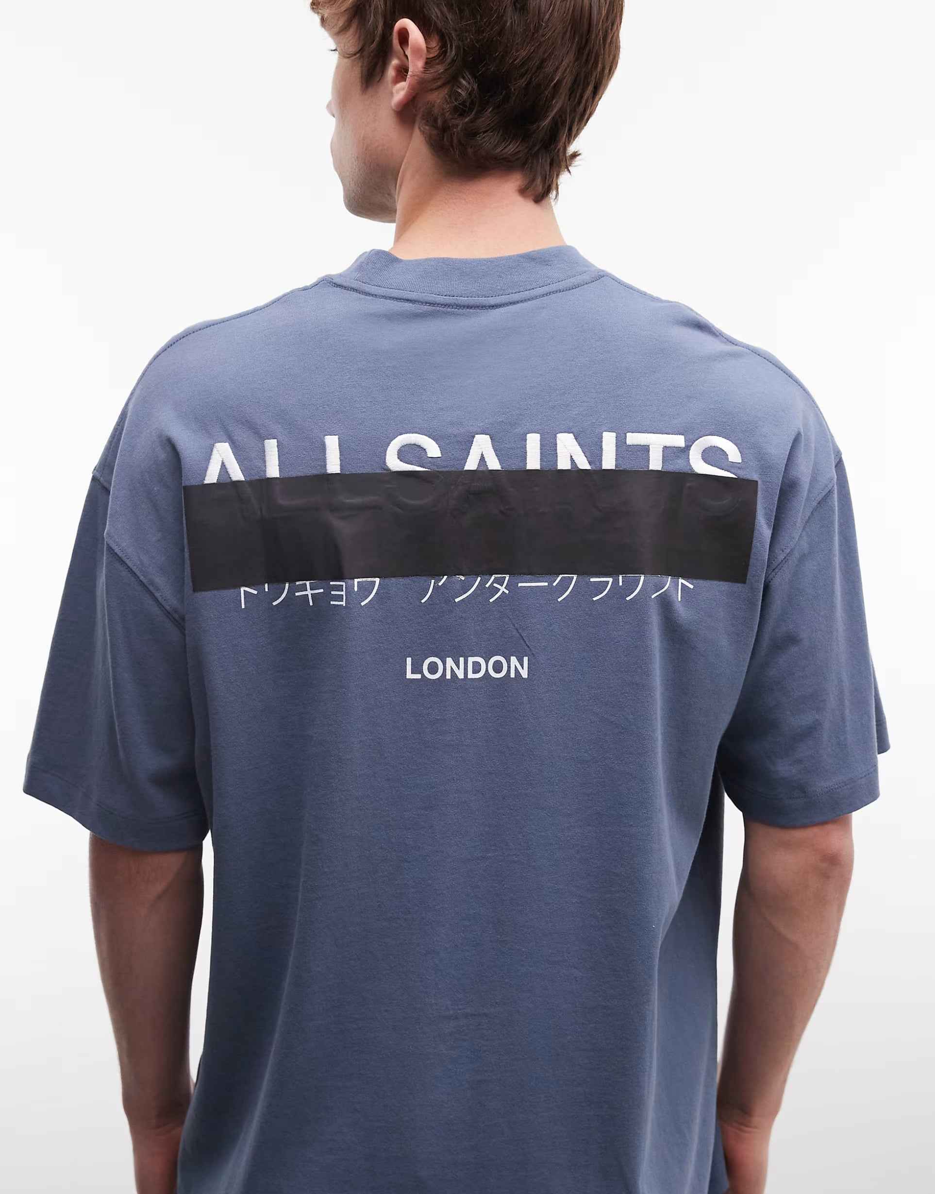 AllSaints - Redact oversized embroidered logo t-shirt with back print