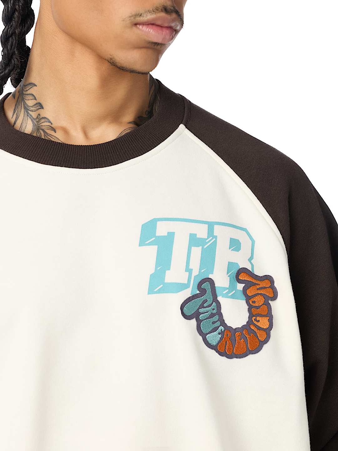 True Religion - Multi-Logo Raglan Crewneck Sweatshirt