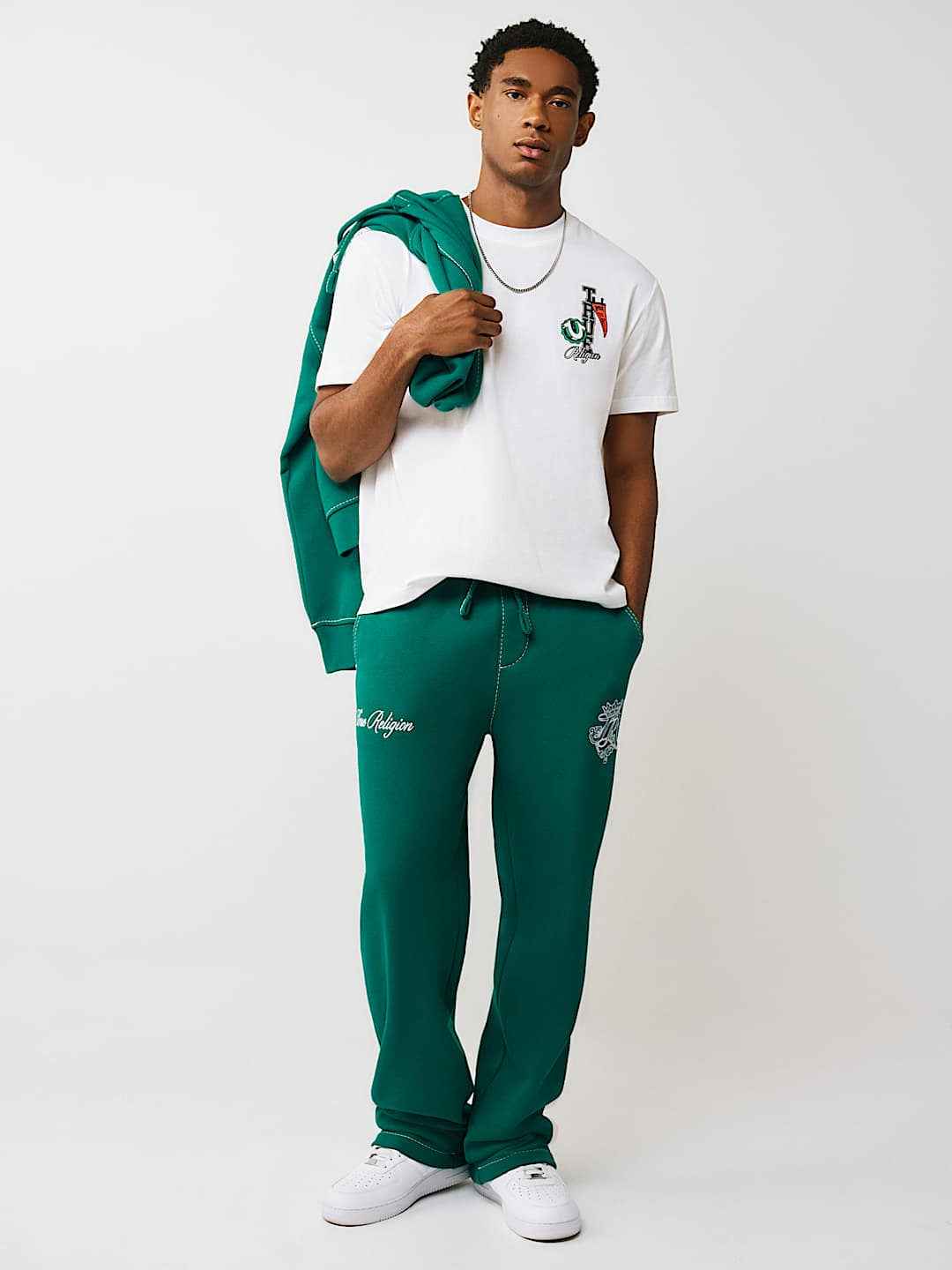 True Religion - Logo Crest Big T Baggy Sweatpant