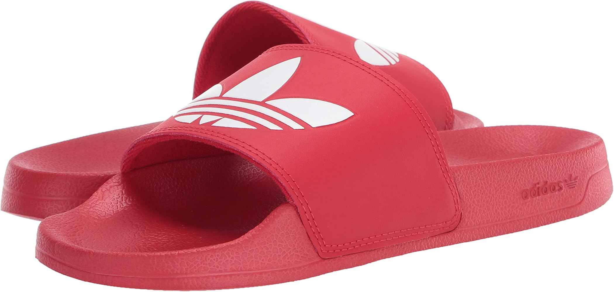 Adidas - Men's Red & White adilette Lite Slides IMMEDIATE