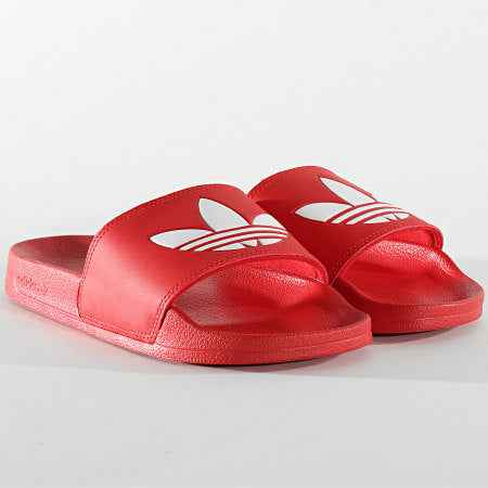Adidas - Men's Red & White adilette Lite Slides IMMEDIATE